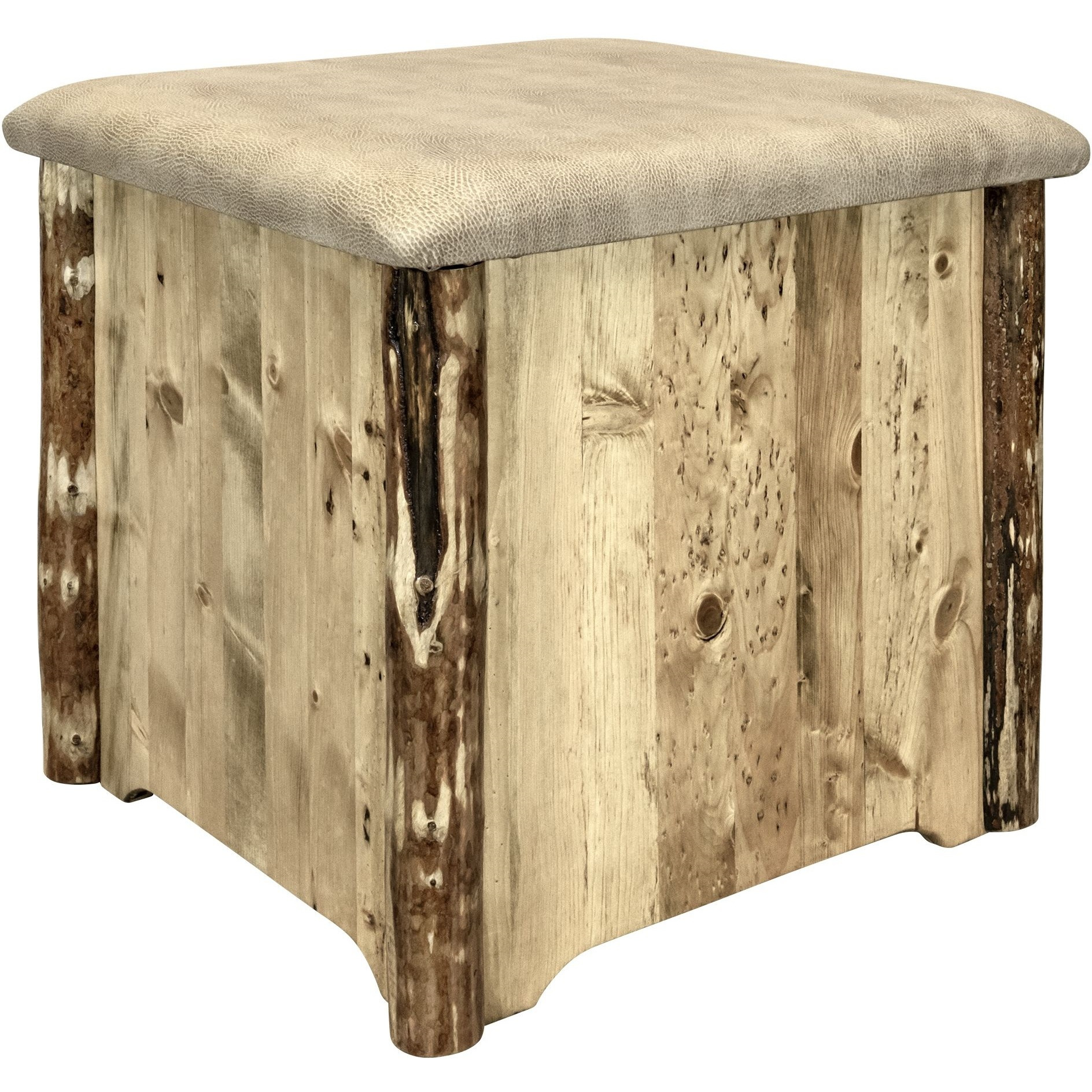 Glacier Country Collection Upholstered Ottoman w/ Storage, Buckskin Upholstery