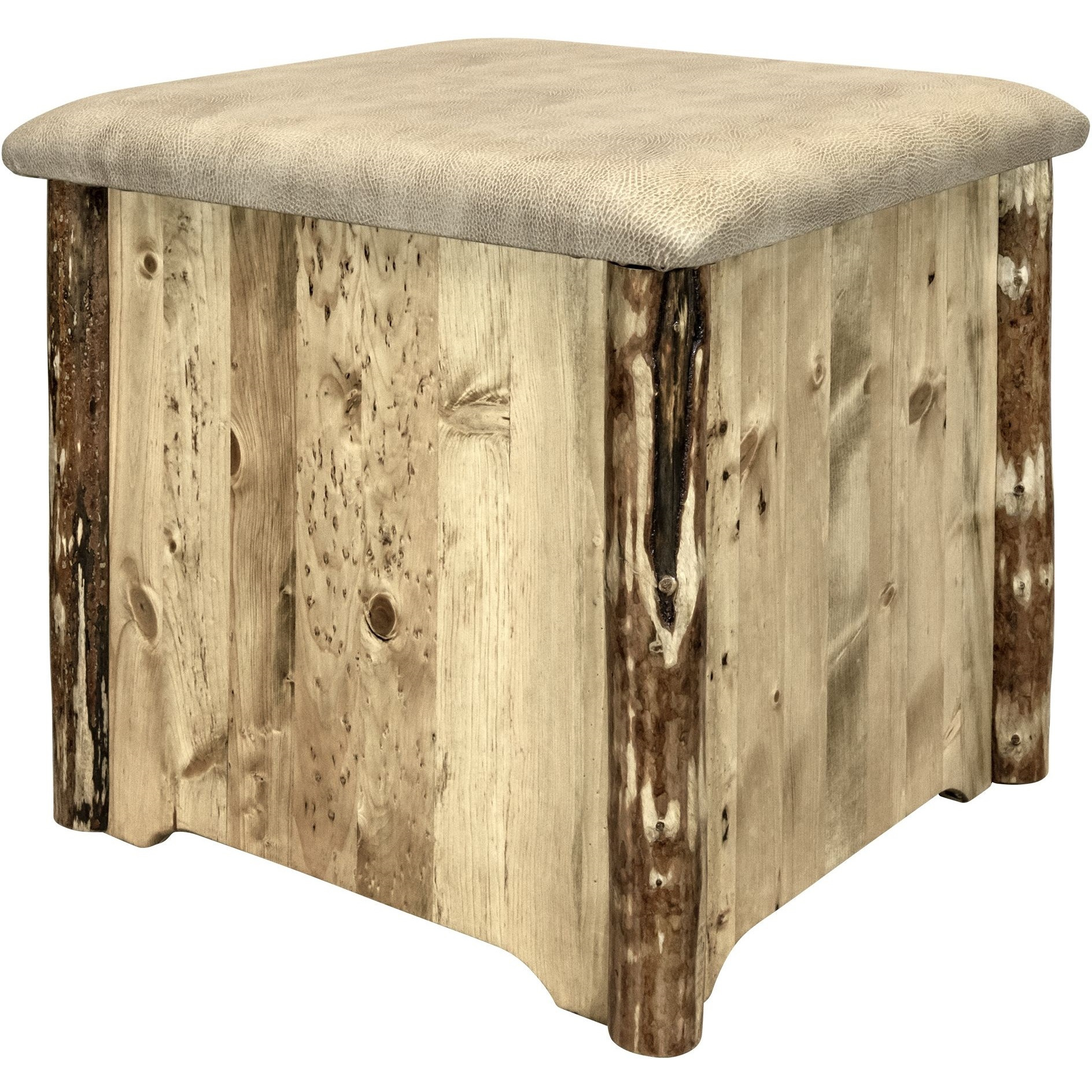 Glacier Country Collection Upholstered Ottoman w/ Storage, Buckskin Upholstery
