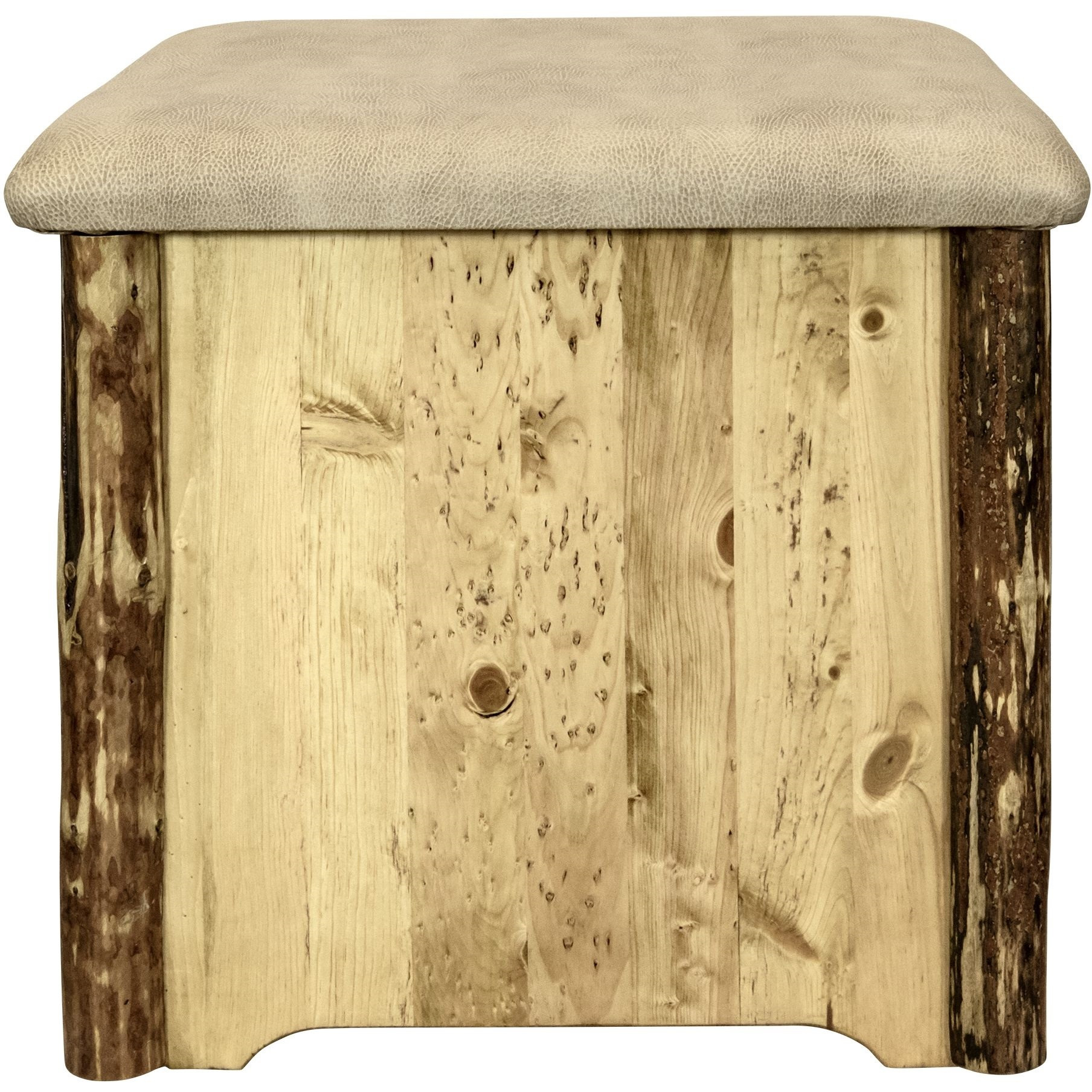 Glacier Country Collection Upholstered Ottoman w/ Storage, Buckskin Upholstery