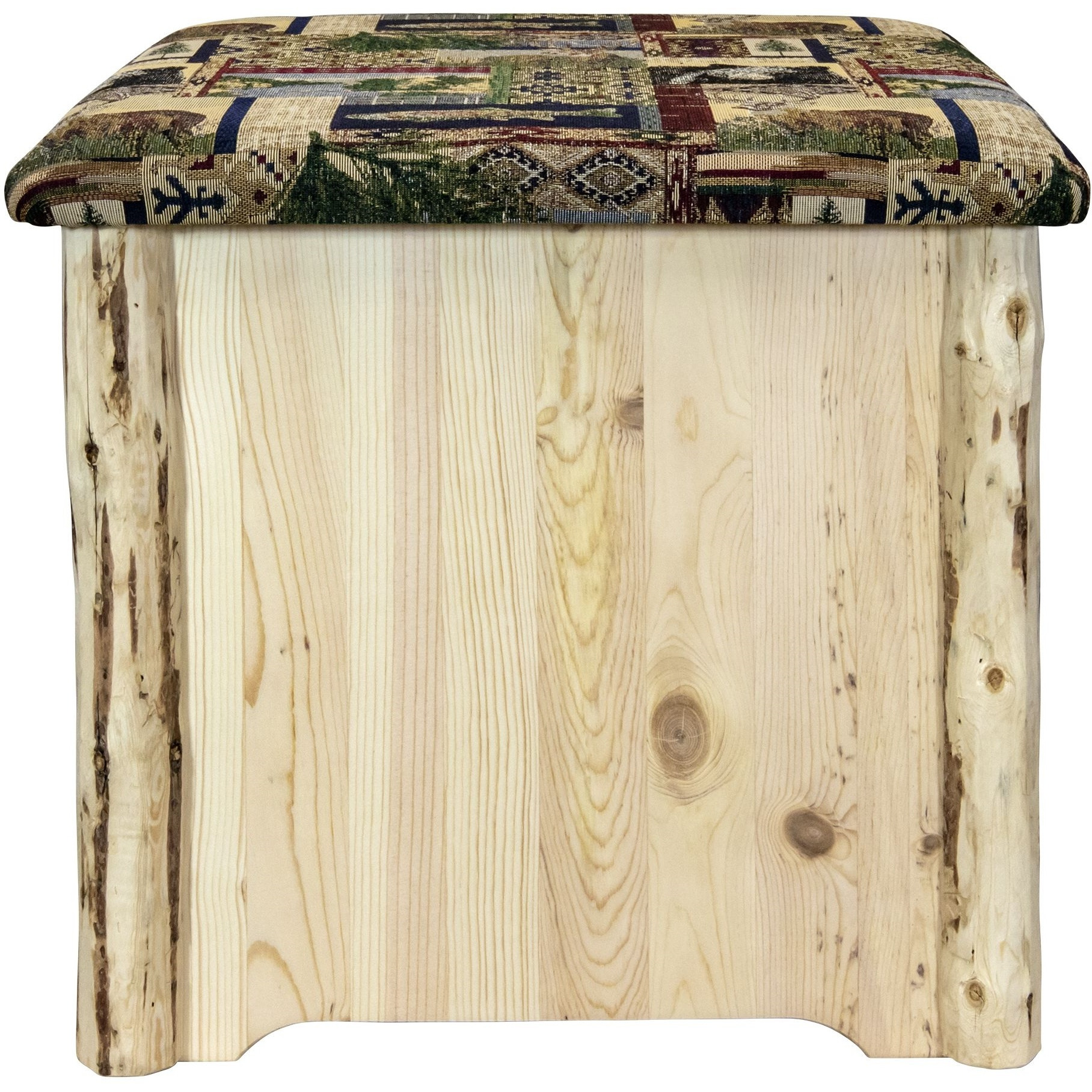 Montana Collection Upholstered Ottoman w/ Storage, Woodland Upholstery, Ready to Finish