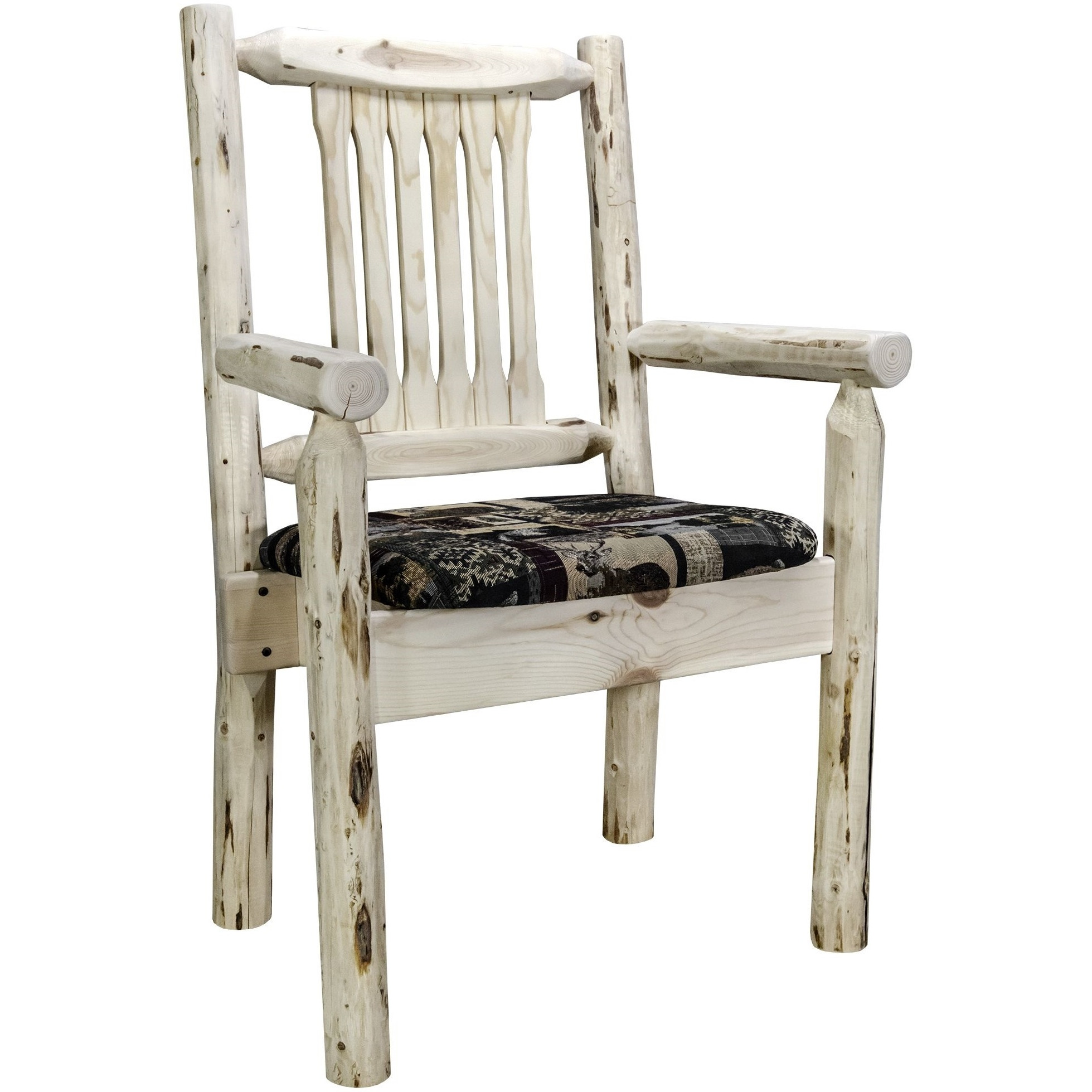 Montana Collection Captain's Chair, Ready to Finish w/ Upholstered Seat, Woodland Pattern