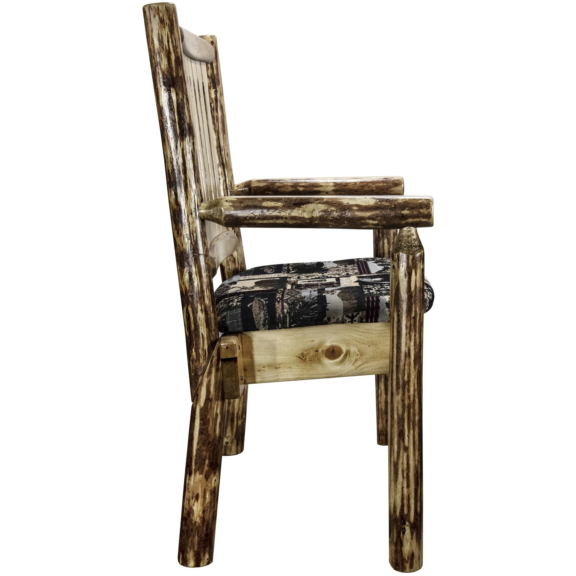 Glacier Country Collection Captain's Chair w/ Upholstered Seat, Woodland Pattern