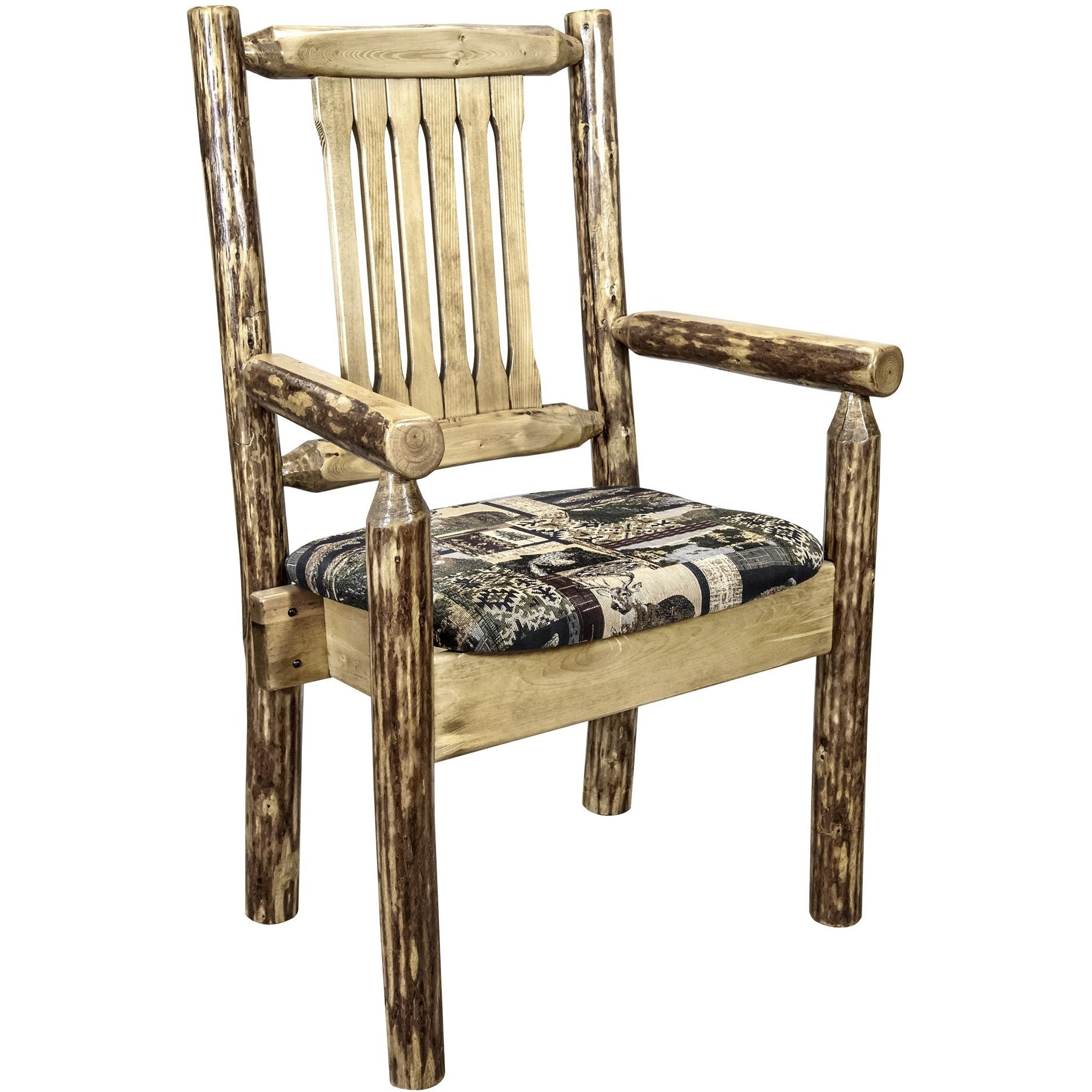 Glacier Country Collection Captain's Chair w/ Upholstered Seat, Woodland Pattern
