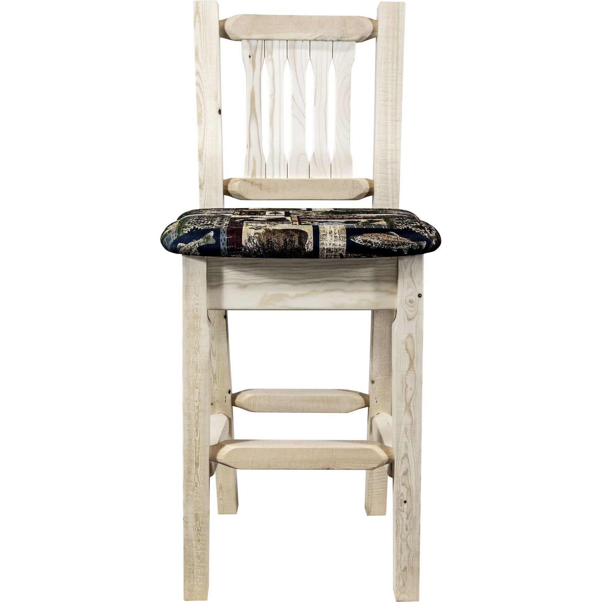 Homestead Collection Barstool w/ Back, Ready to Finish w/ Upholstered Seat, Woodland Pattern