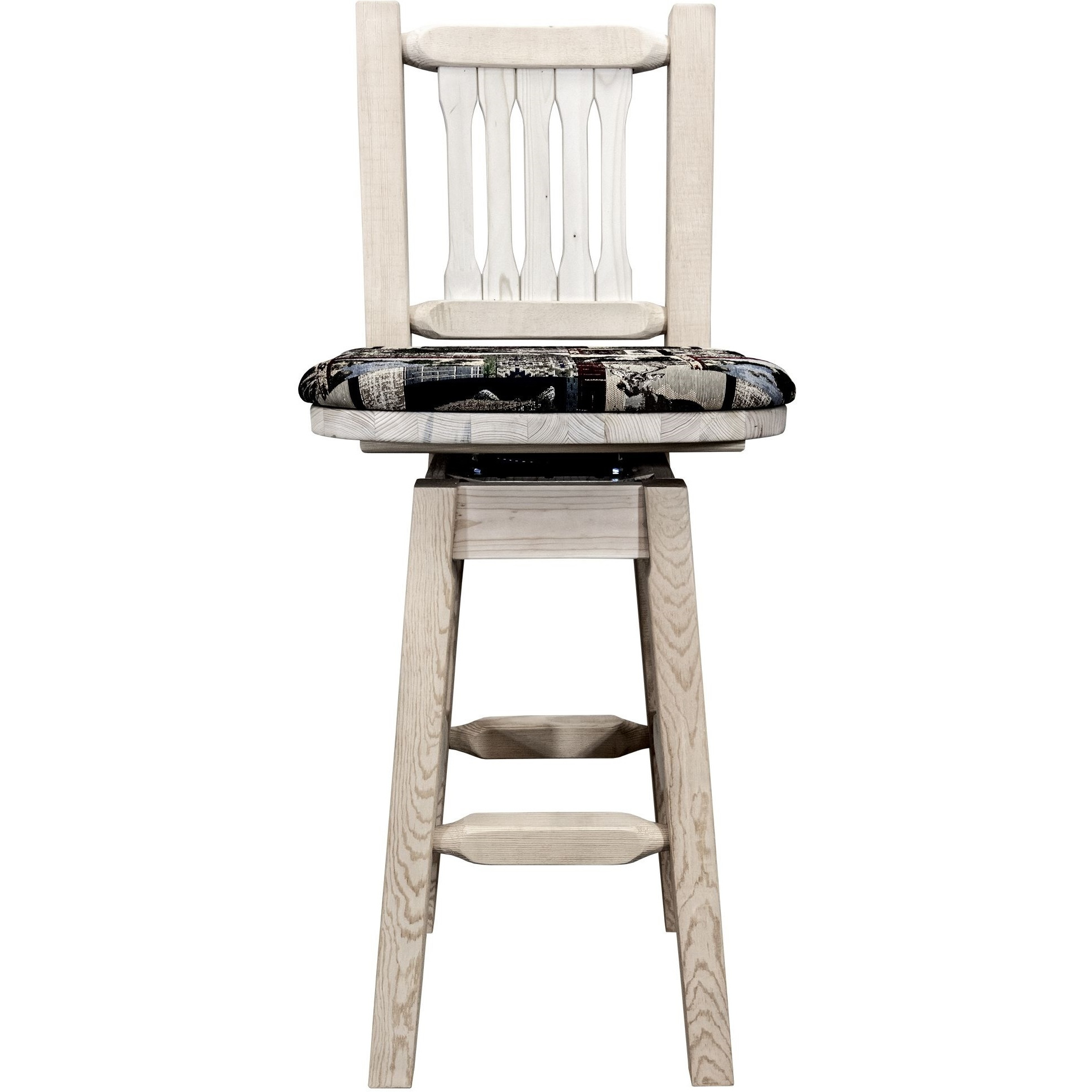 Homestead Collection Barstool w/ Back & Swivel, Ready to Finish w/ Upholstered Seat, Woodland Pattern