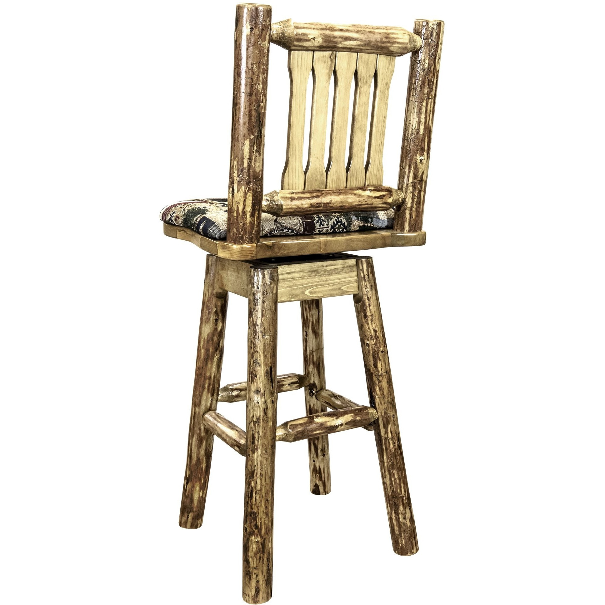 Glacier Country Collection Counter Height Barstool w/ Back & Swivel - Woodland Upholstery