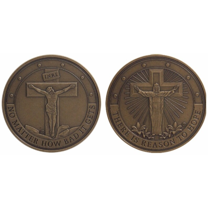 Duality Cross 1.54" Antiqued Brass  Coin