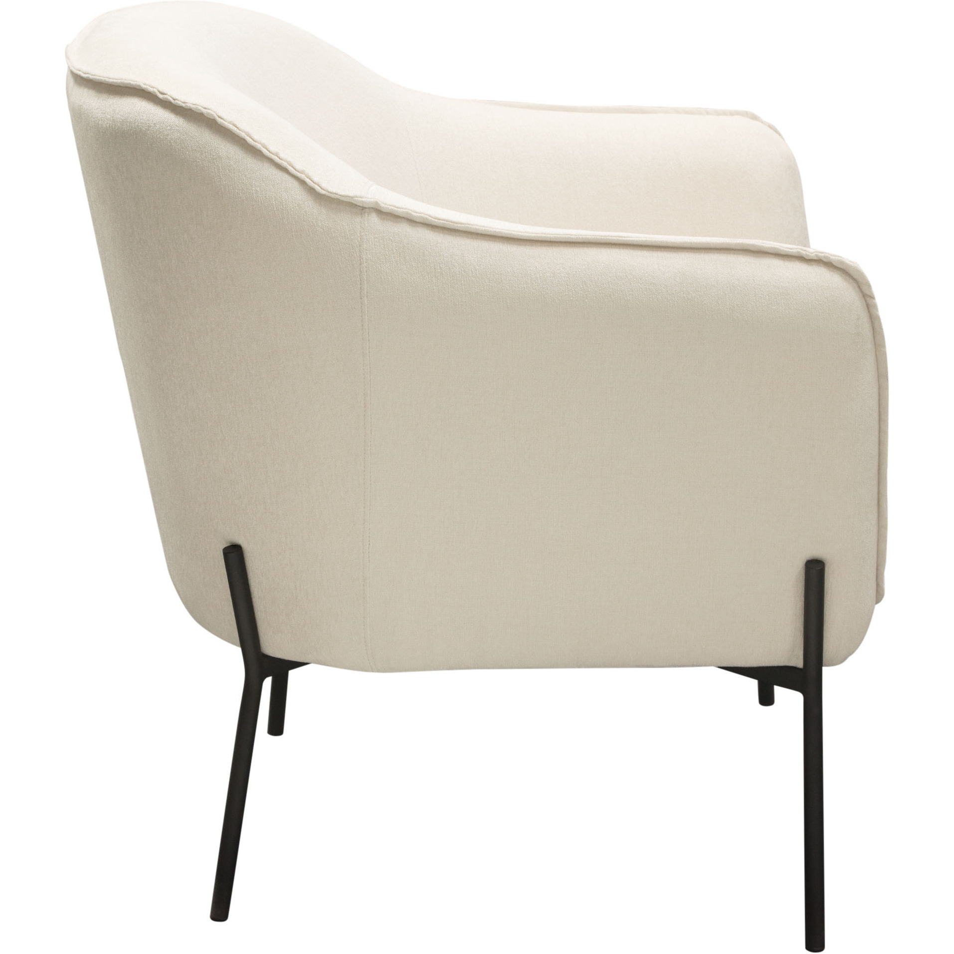 Status Accent Chair in Cream Fabric with Black Powder Coated Metal Leg by Diamond Sofa