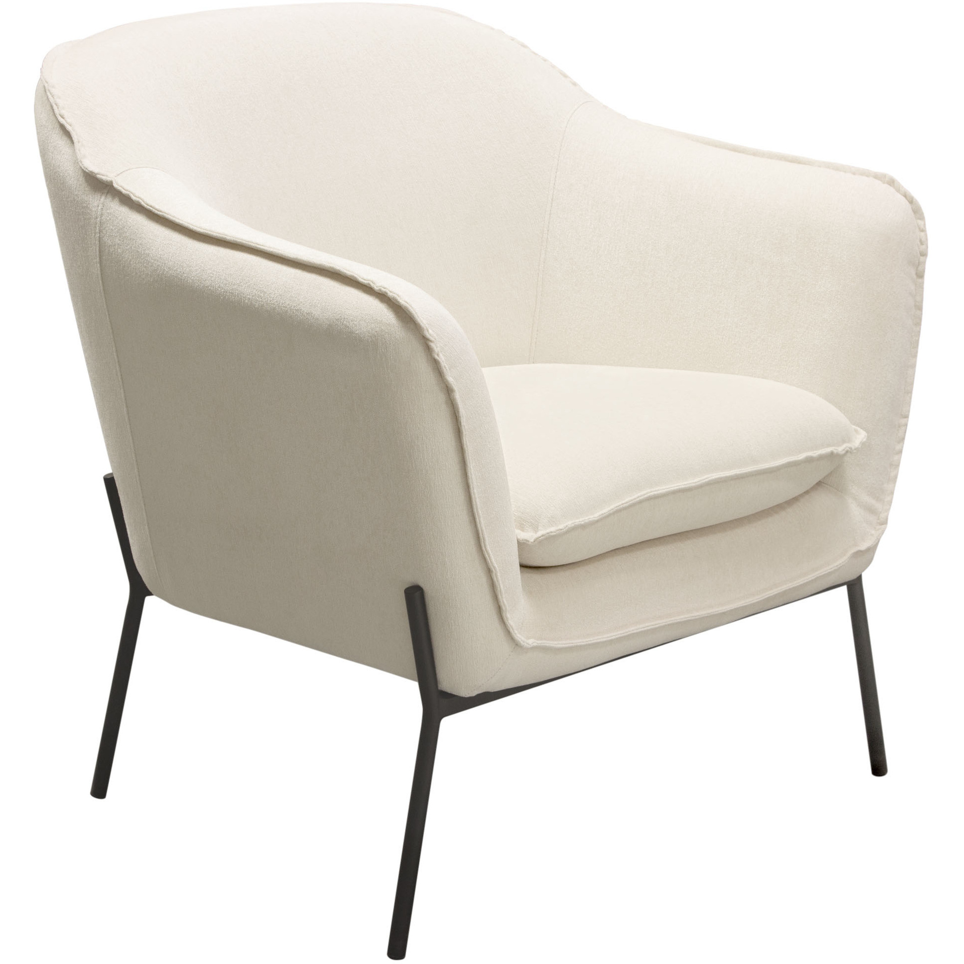 Status Accent Chair in Cream Fabric with Black Powder Coated Metal Leg by Diamond Sofa