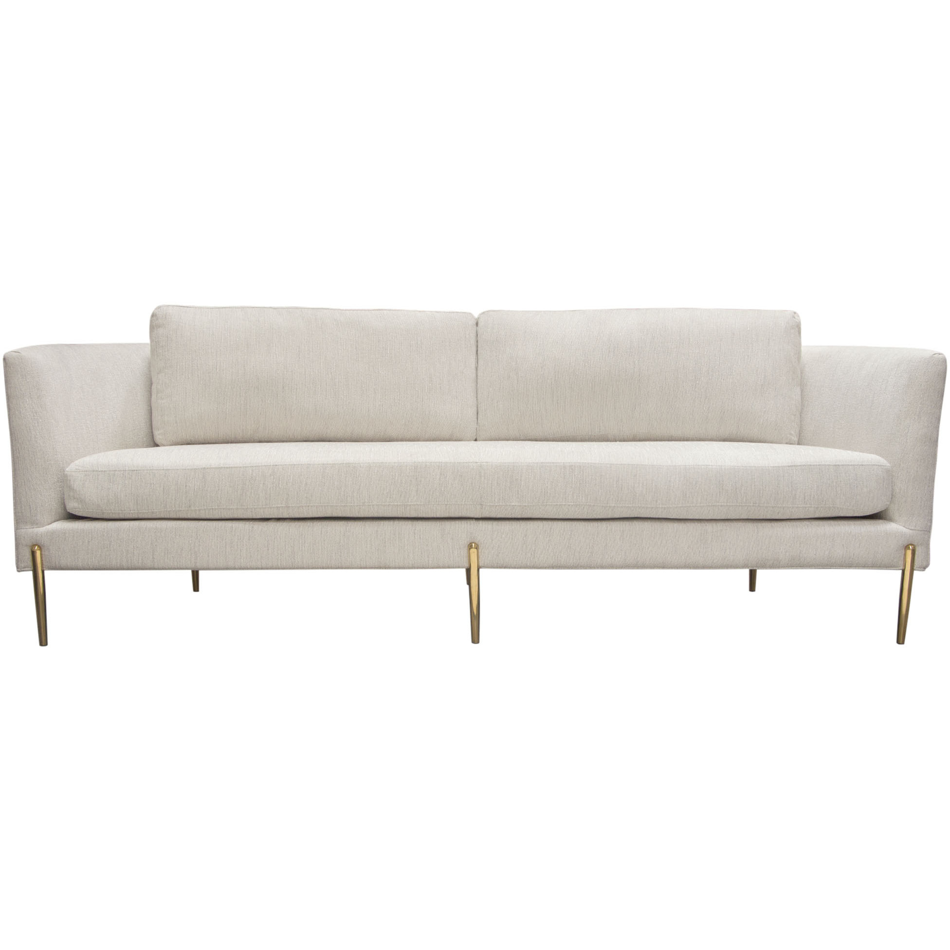 Lane Sofa in Light Cream Fabric with Gold Metal Legs by Diamond Slofa