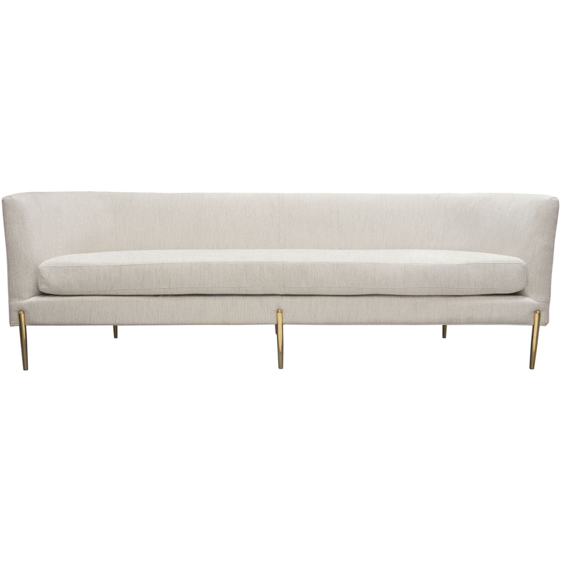 Lane Sofa in Light Cream Fabric with Gold Metal Legs by Diamond Slofa