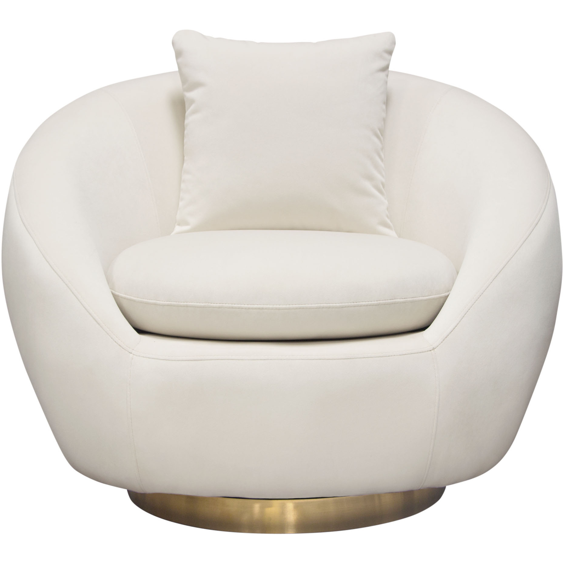 Celine Swivel Accent Chair in Light Cream Velvet w/ Brushed Gold Accent Band by Diamond Sofa