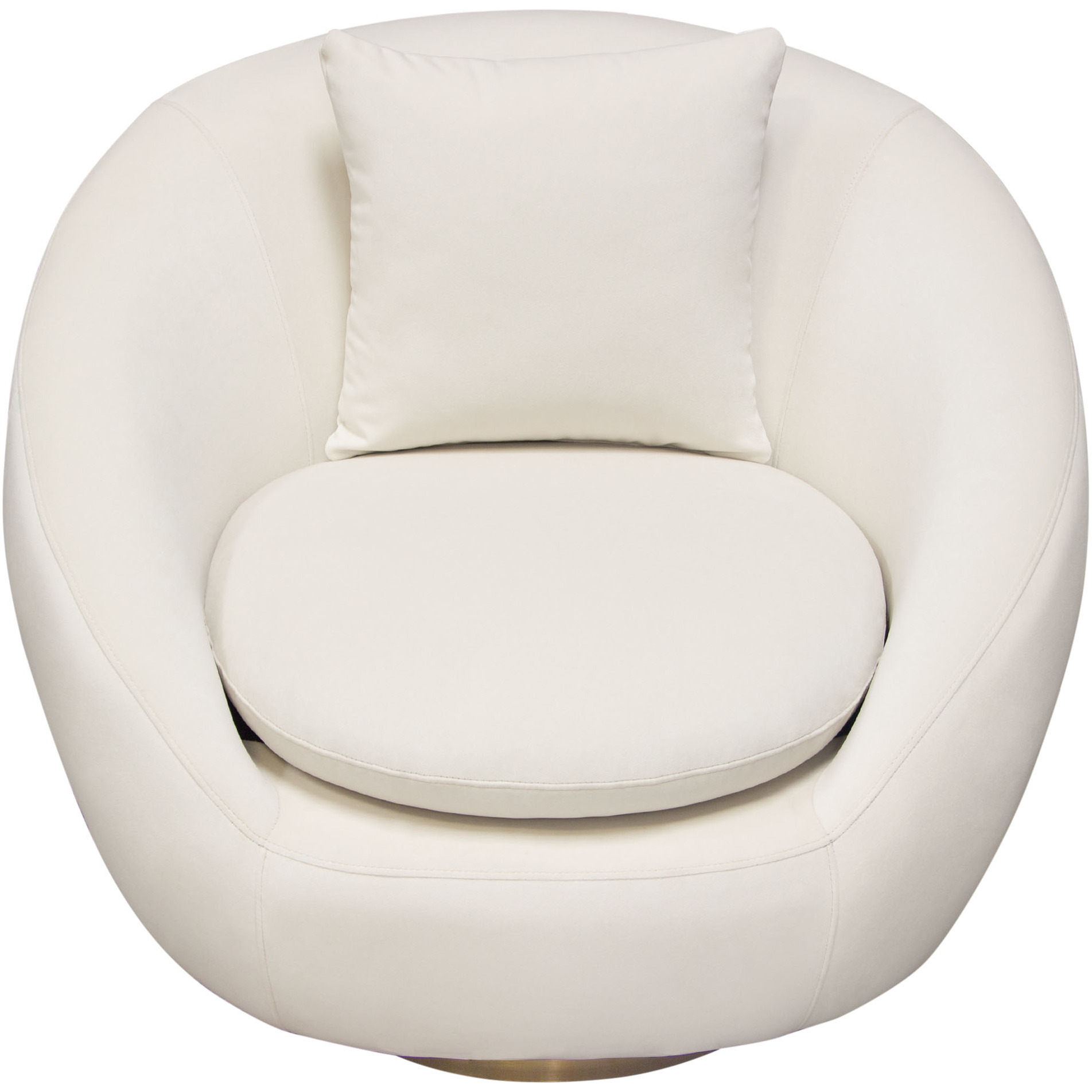 Celine Swivel Accent Chair in Light Cream Velvet w/ Brushed Gold Accent Band by Diamond Sofa