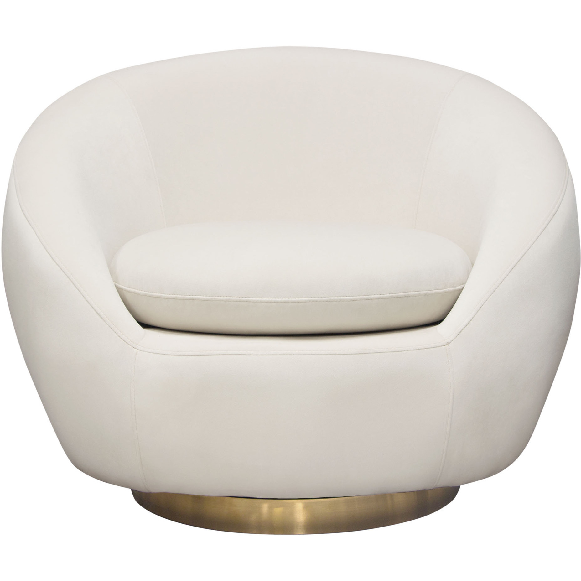 Celine Swivel Accent Chair in Light Cream Velvet w/ Brushed Gold Accent Band by Diamond Sofa
