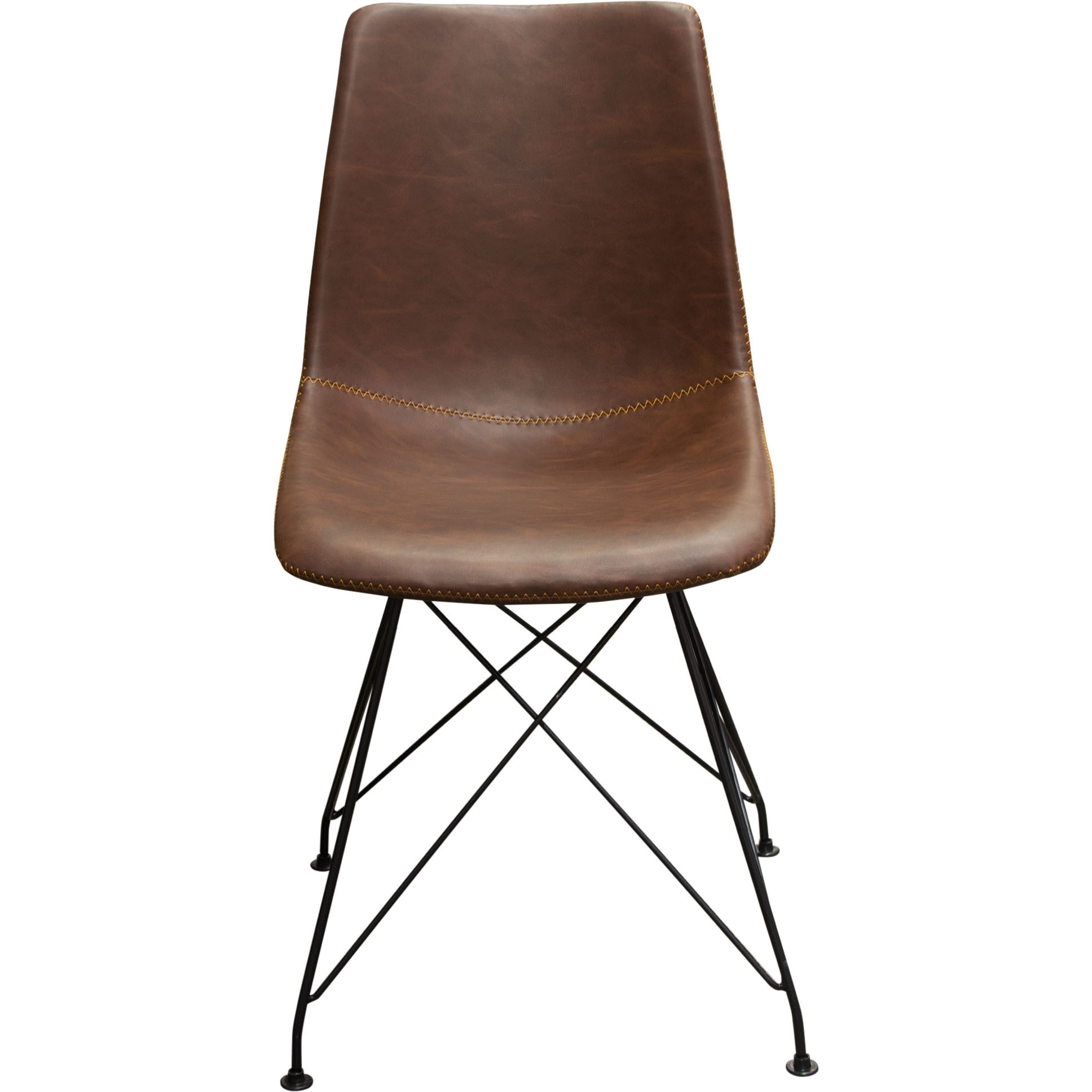Theo Set of (4) Dining Chairs in Chocolate Leatherette w/ Black Metal Base by Diamond Sofa