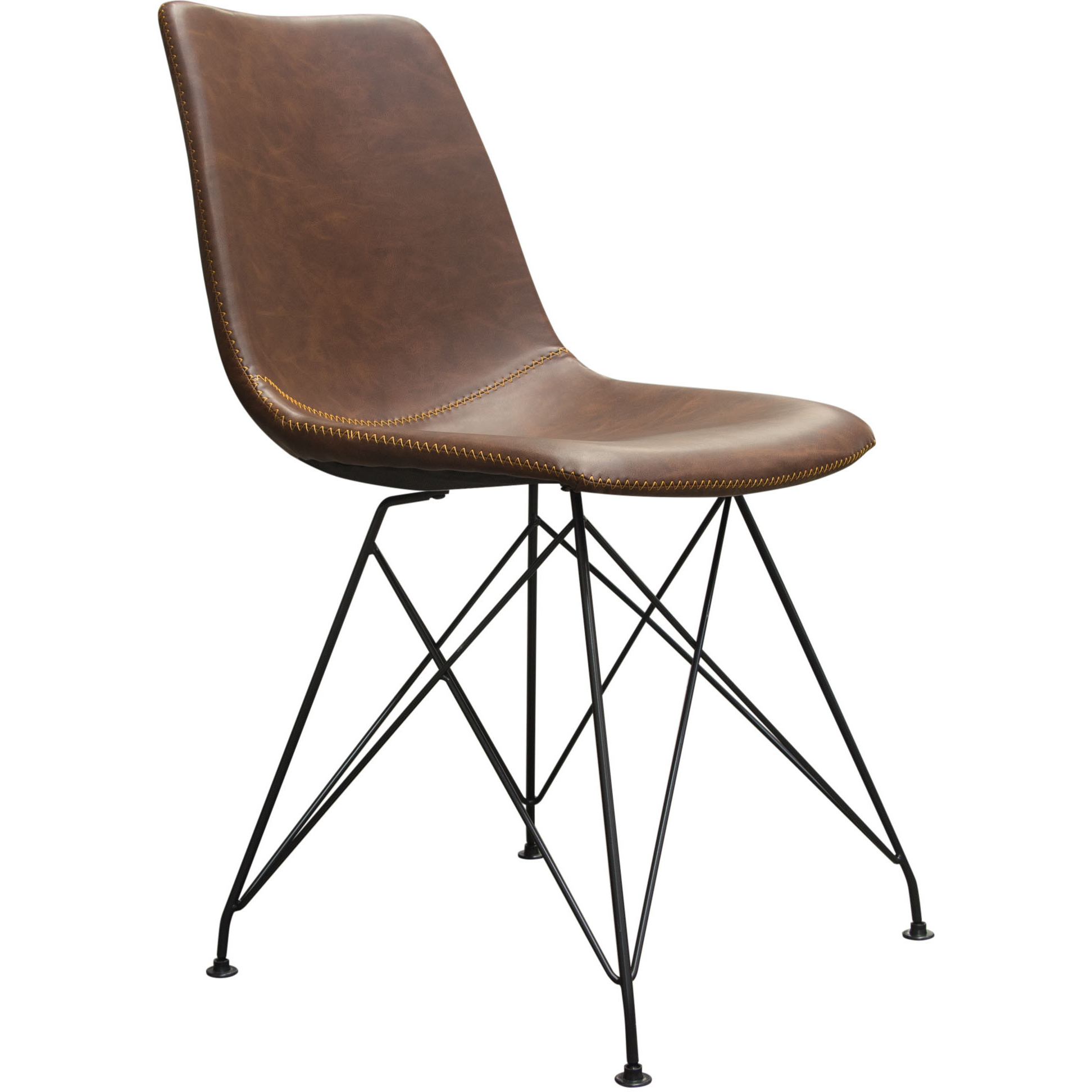 Theo Set of (4) Dining Chairs in Chocolate Leatherette w/ Black Metal Base by Diamond Sofa