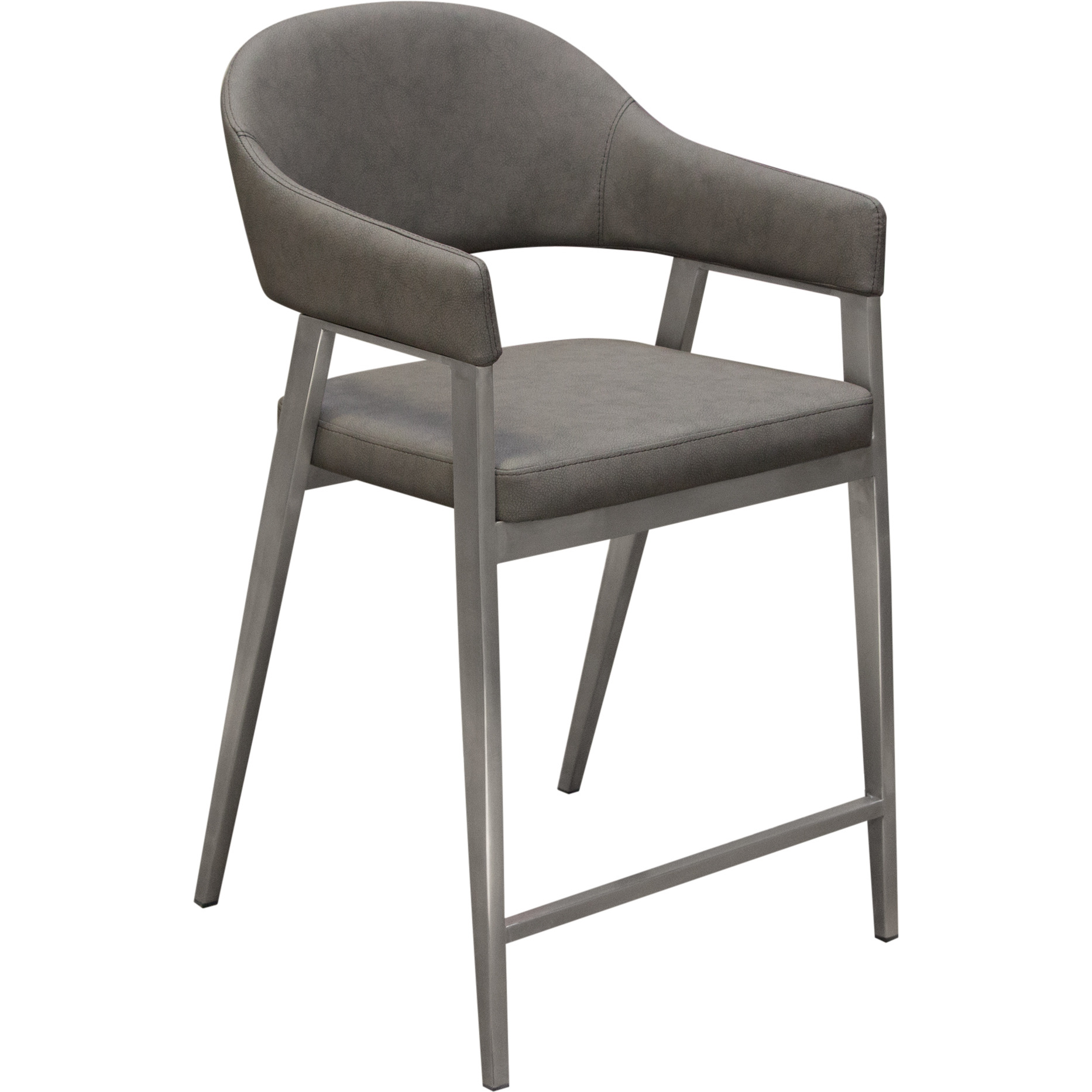 Adele Set of Two Counter Height Chairs in Grey Leatherette w/ Brushed Stainless Steel Leg by Diamond Sofa