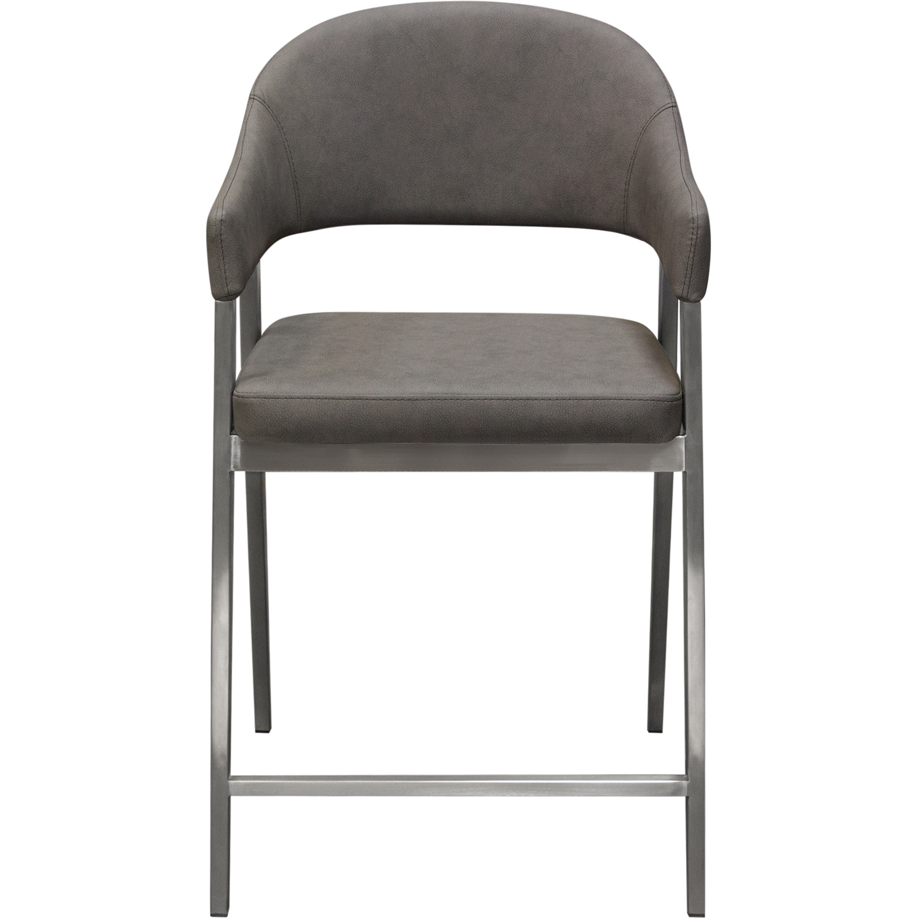 Adele Set of Two Counter Height Chairs in Grey Leatherette w/ Brushed Stainless Steel Leg by Diamond Sofa