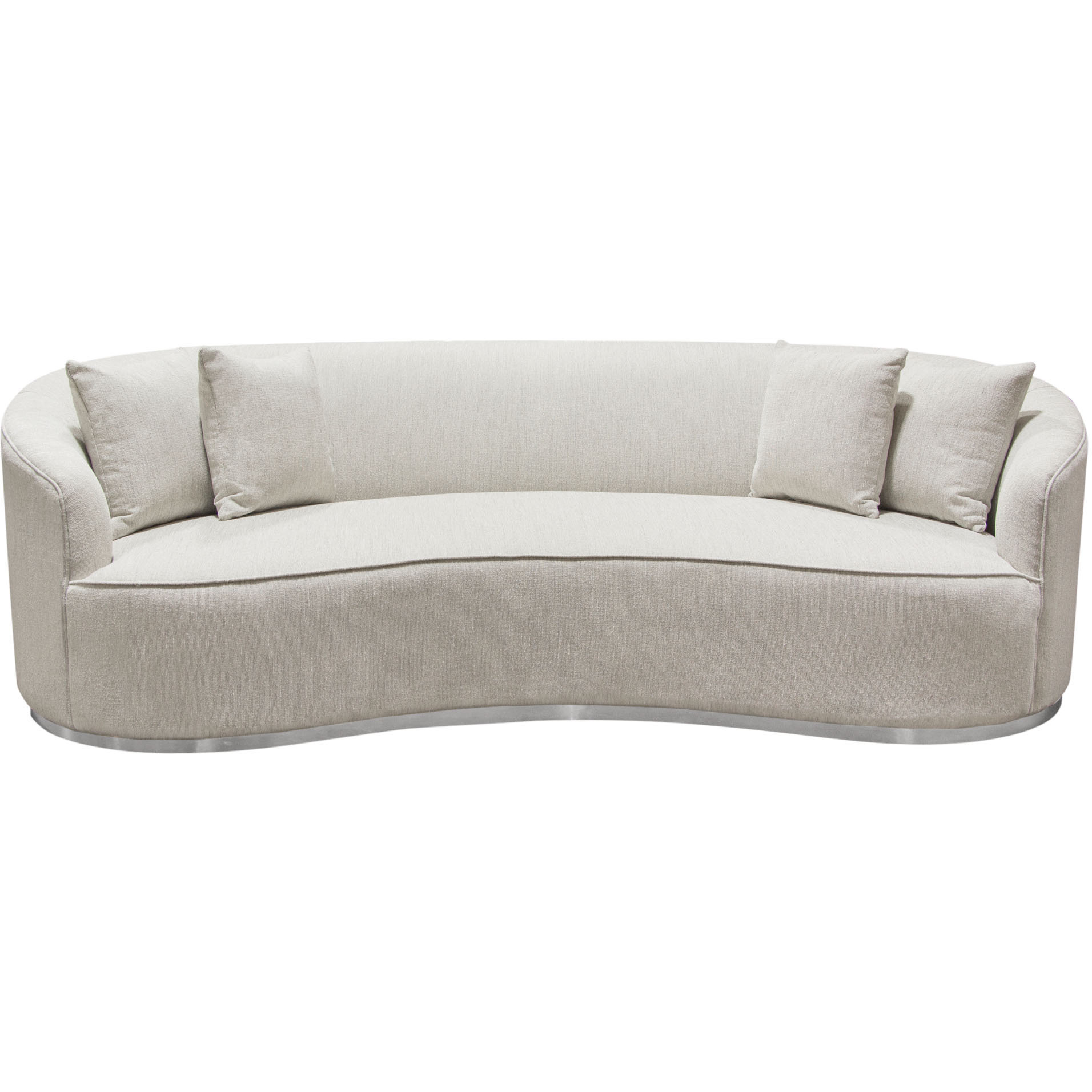 Raven Sofa in Light Cream Fabric w/ Brushed Silver Accent Trim by Diamond Sofa