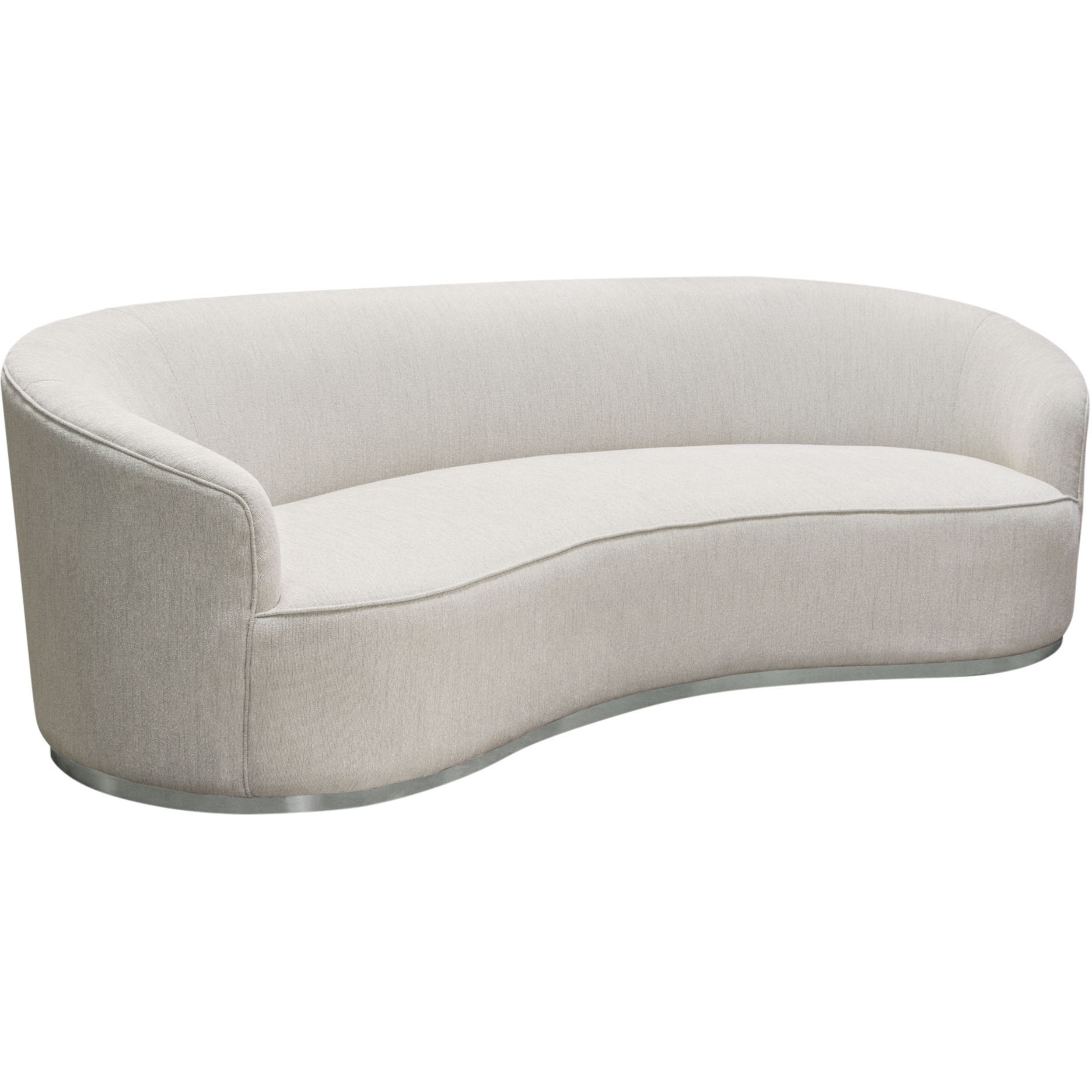 Raven Sofa in Light Cream Fabric w/ Brushed Silver Accent Trim by Diamond Sofa