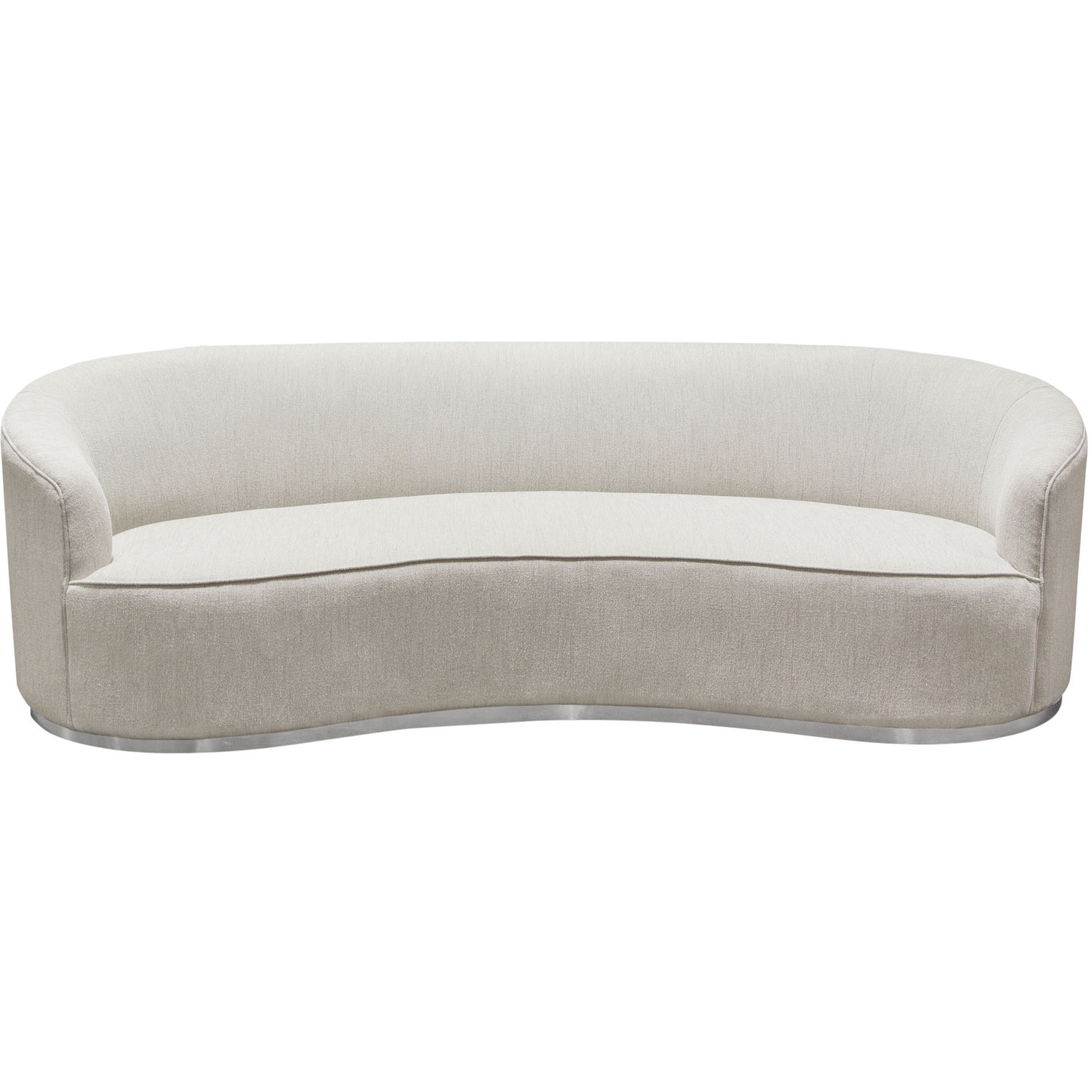 Raven Sofa in Light Cream Fabric w/ Brushed Silver Accent Trim by Diamond Sofa
