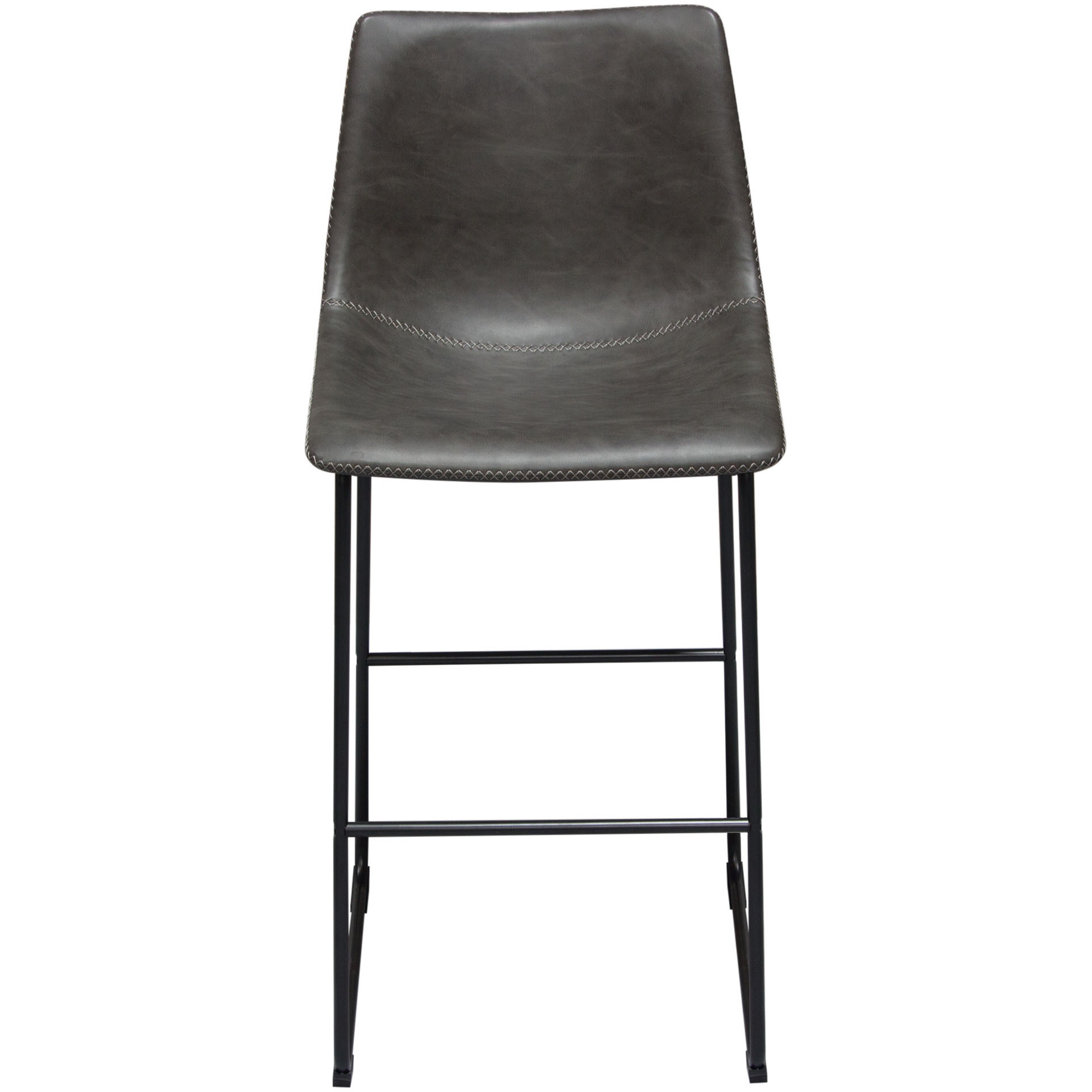 Theo Set of (2) Bar Height Chairs in Weathered Grey Leatherette w/ Black Metal Base by Diamond Sofa