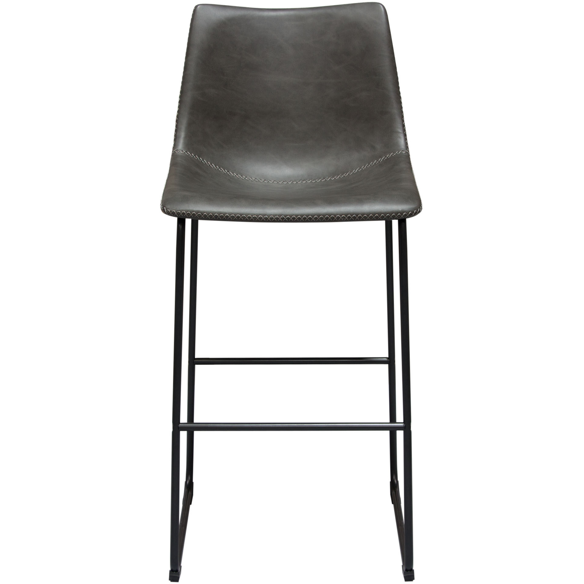Theo Set of (2) Bar Height Chairs in Weathered Grey Leatherette w/ Black Metal Base by Diamond Sofa
