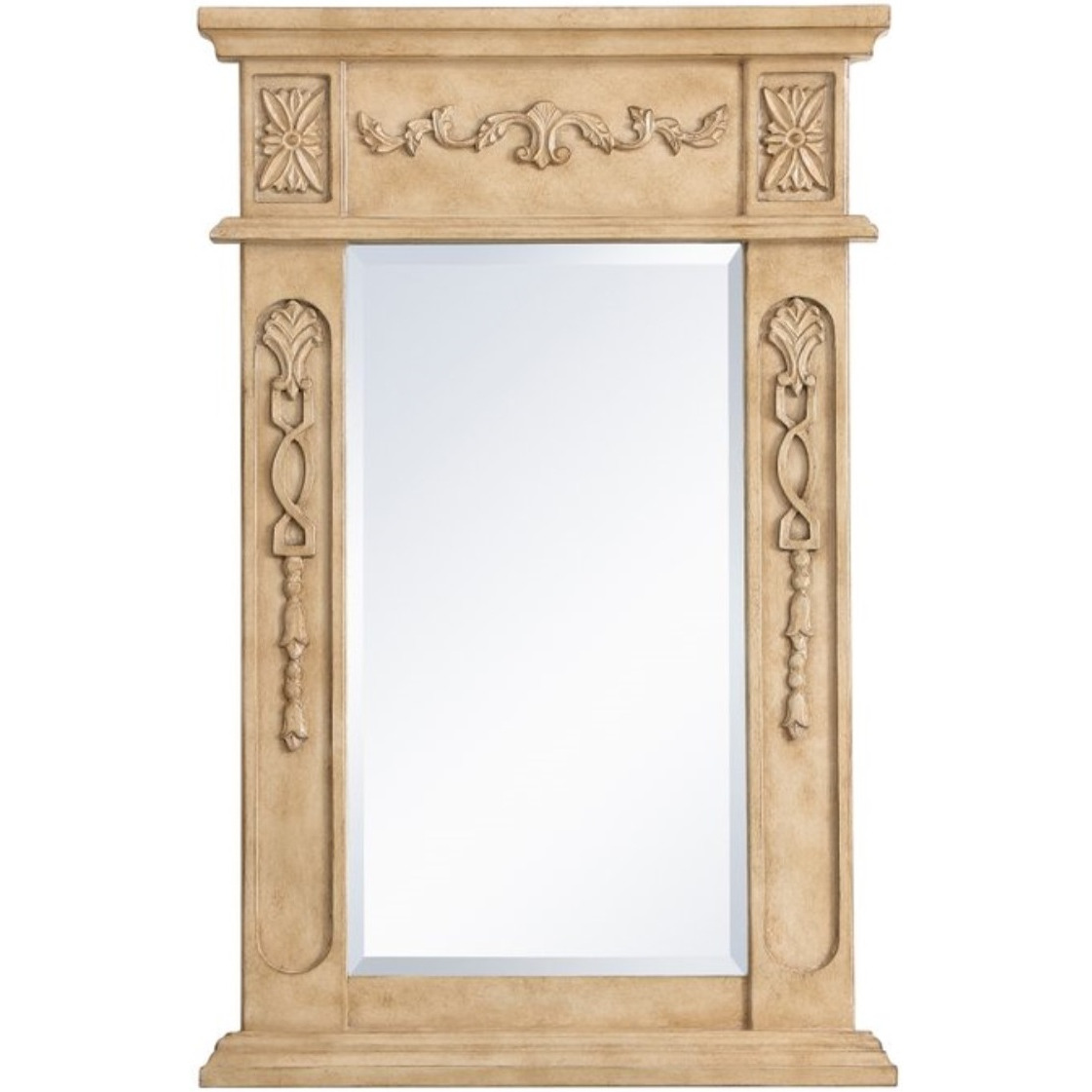 Wood frame mirror 18 inch x 28 inch in Antique Beige