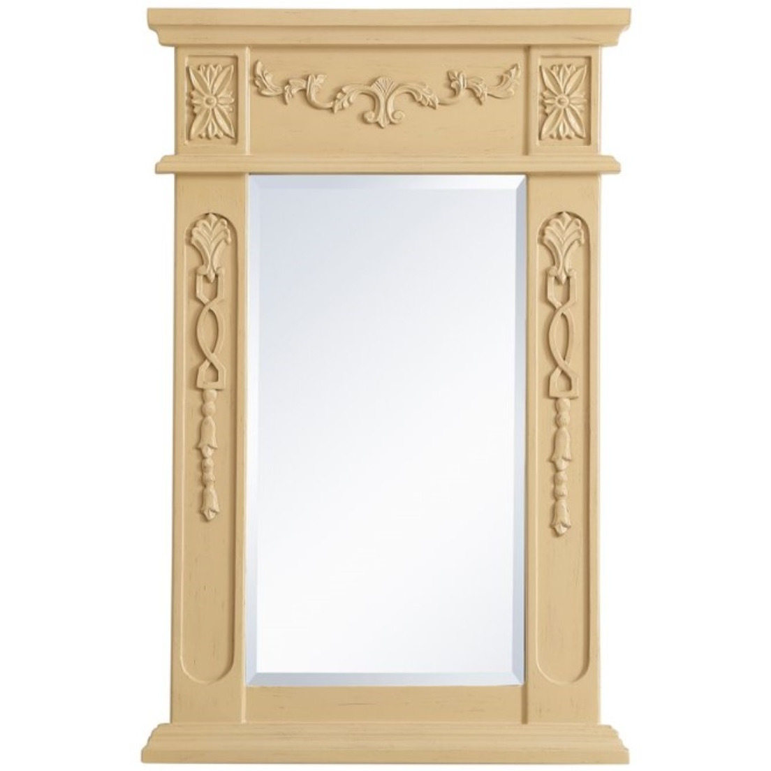 Wood frame mirror 18 inch x 28 inch in Light Antique Beige
