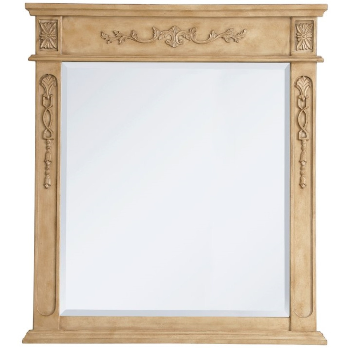 Wood frame mirror 32 inch x 36 inch in Antique Beige