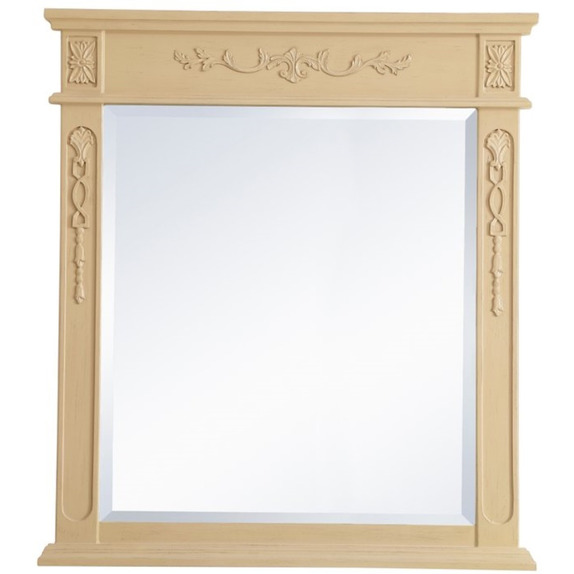 Wood frame mirror 32 inch x 36 inch in Light Antique Beige
