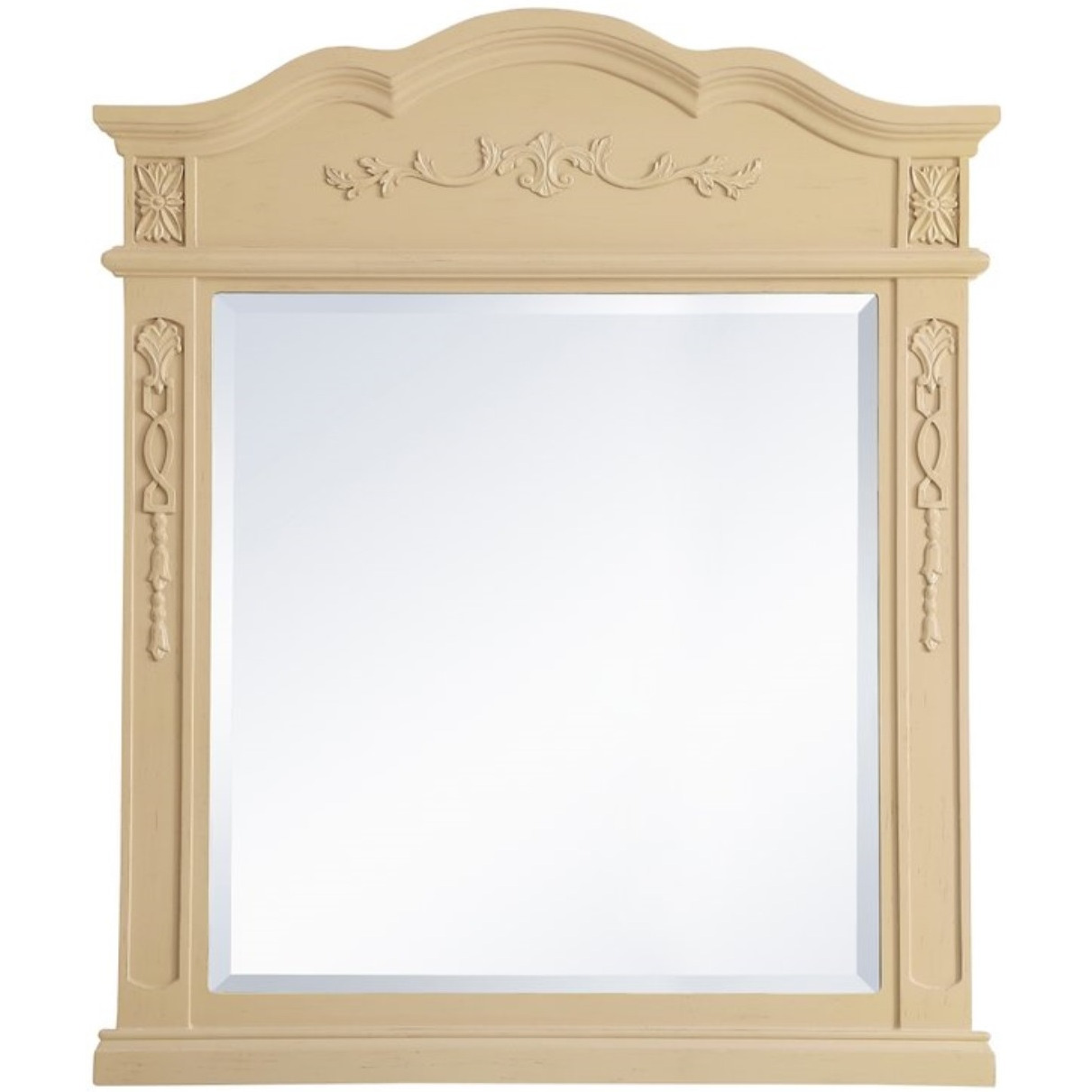 Wood frame mirror 32 inch x 38 inch in Light Antique Beige