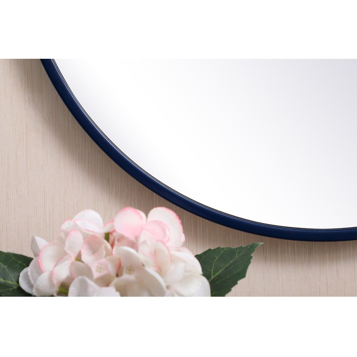 Metal frame round mirror with decorative hook 18 inch in Blue