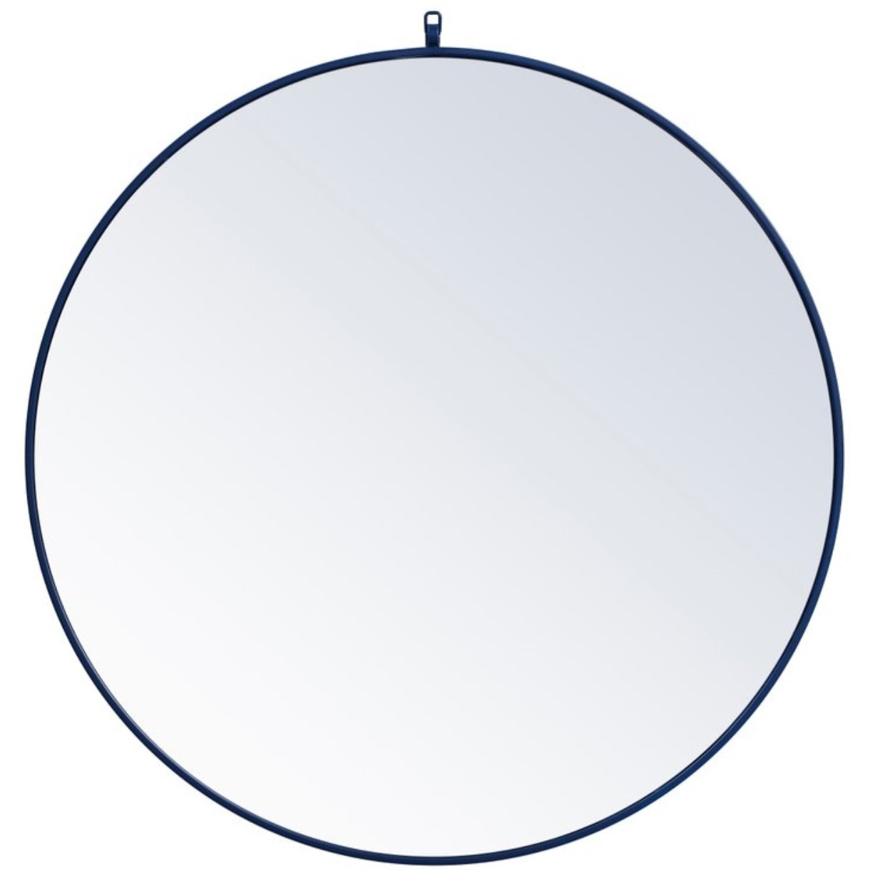 Metal frame round mirror with decorative hook 39 inch in Blue