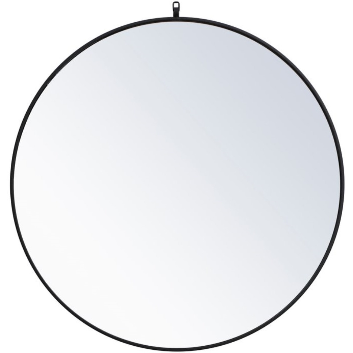 Metal frame round mirror with decorative hook 39 inch in Black