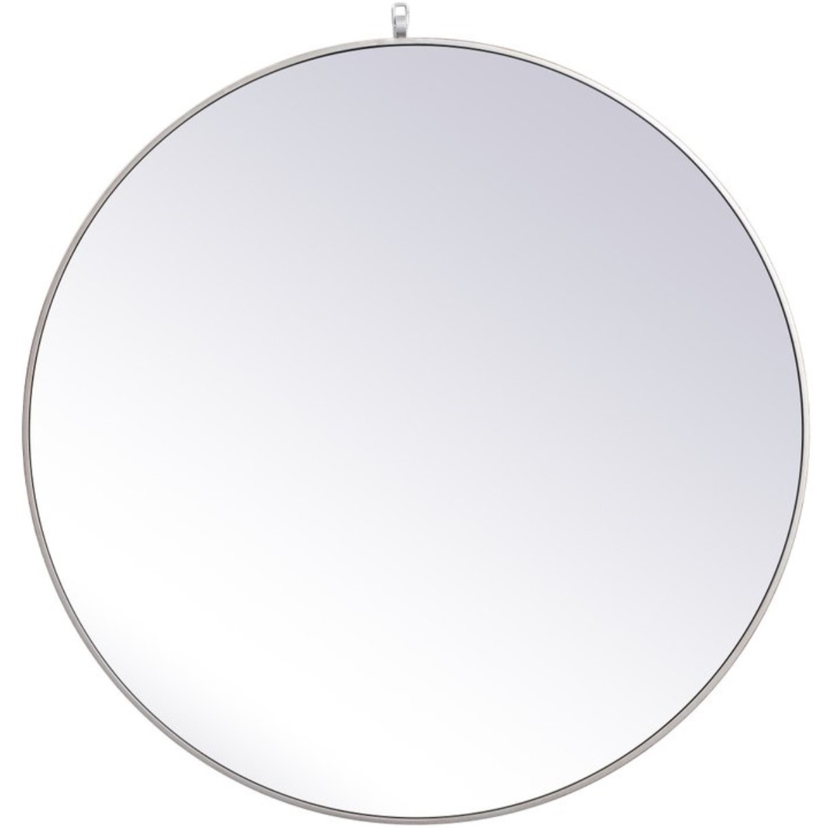 Metal frame round mirror with decorative hook 39 inch in Silver