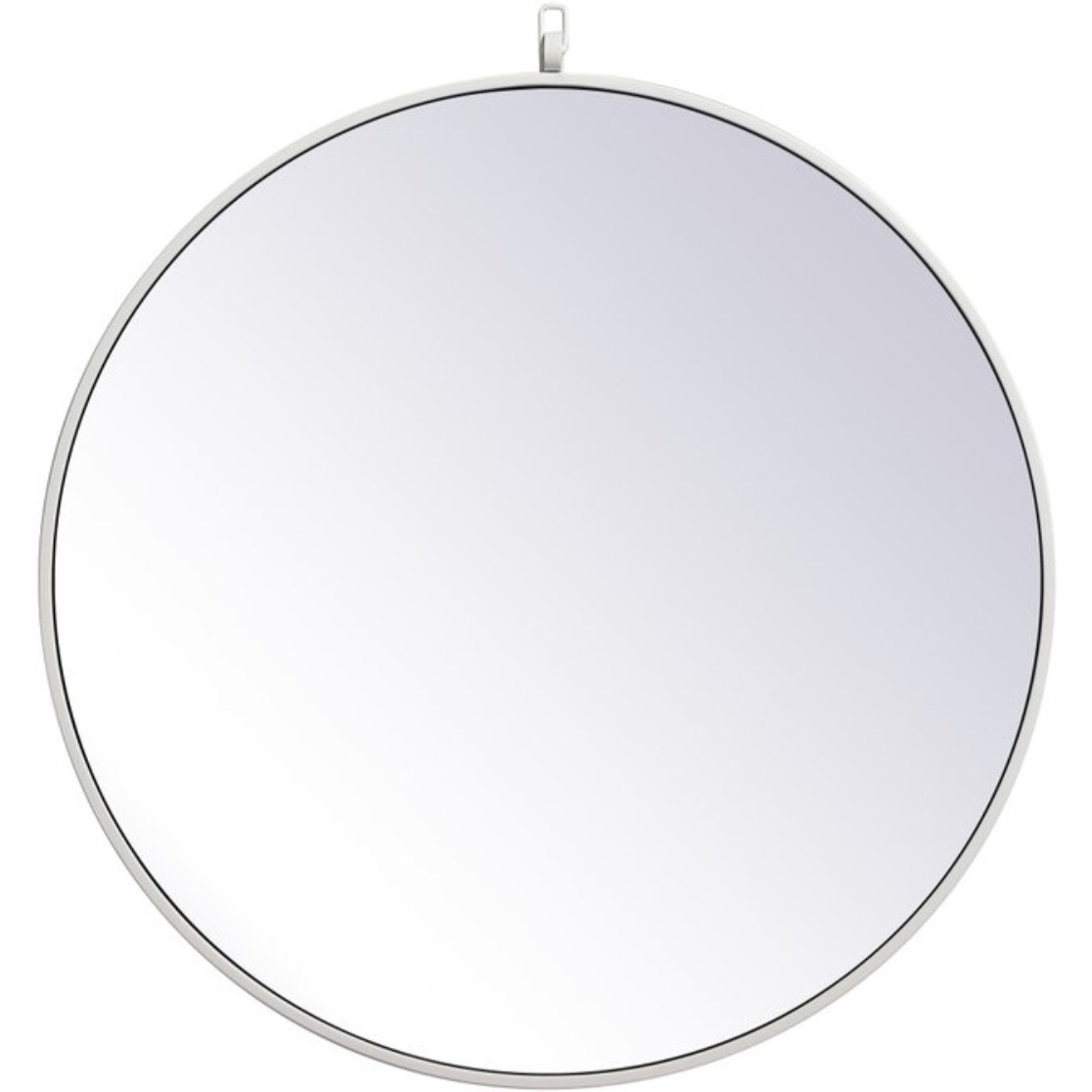 Metal frame round mirror with decorative hook 28 inch in White
