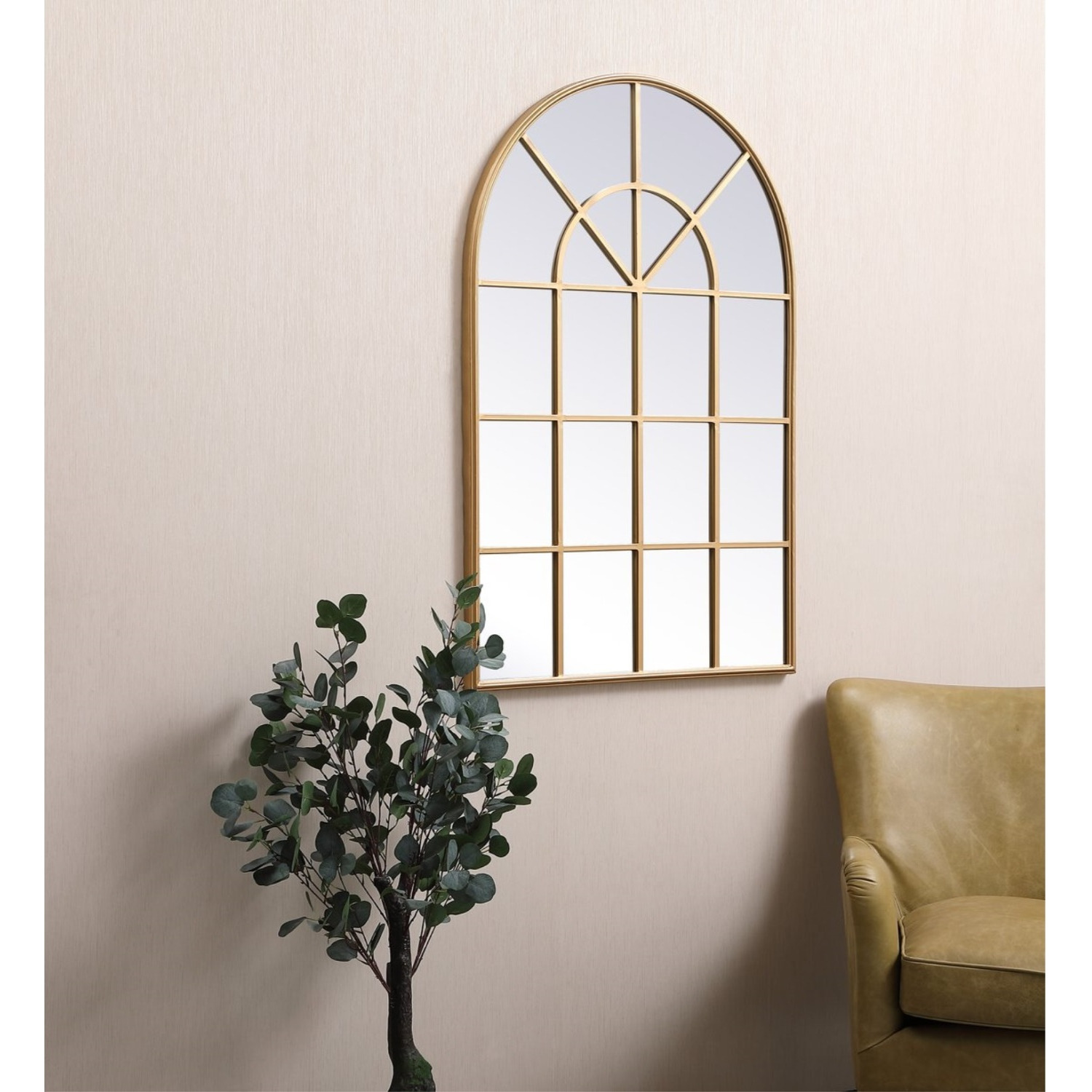 Metal frame rectangle mirror 14x28 inch in in Brass