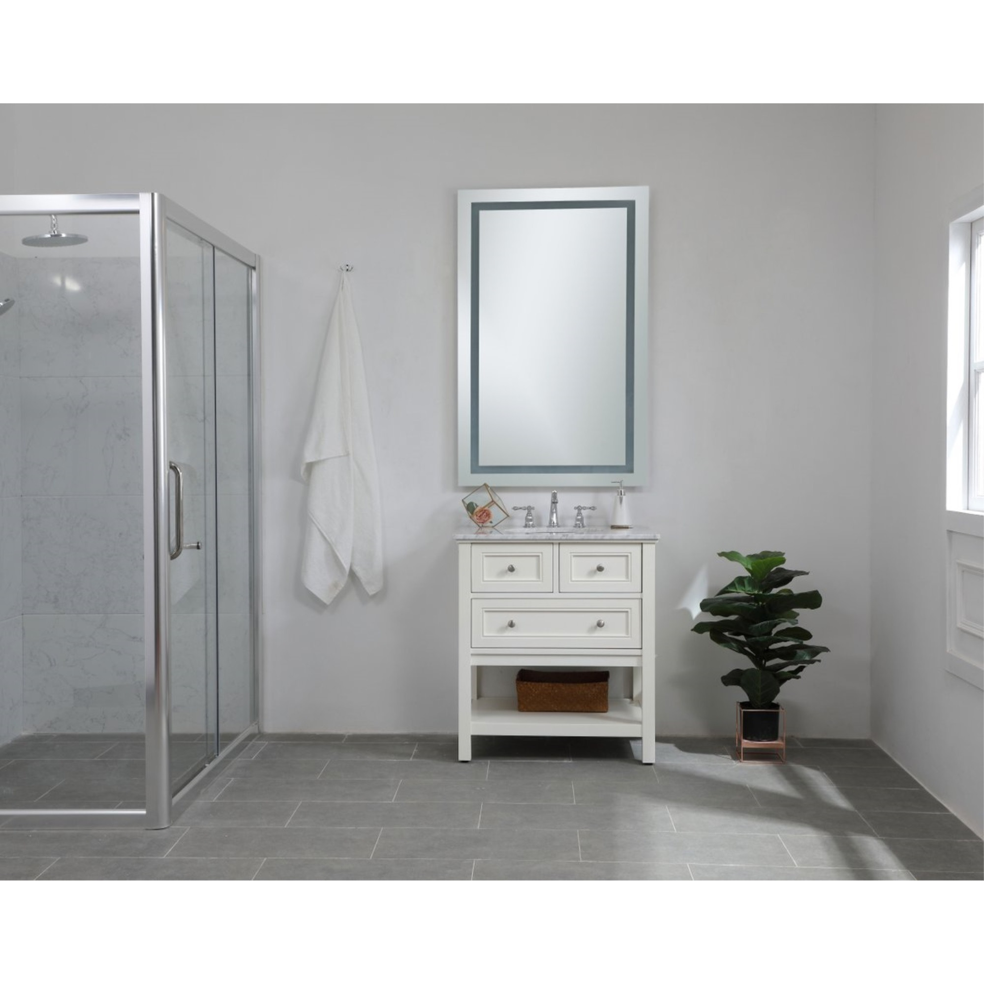 Hardwired LED Mirror W32 x H48 Dimmable 5000K