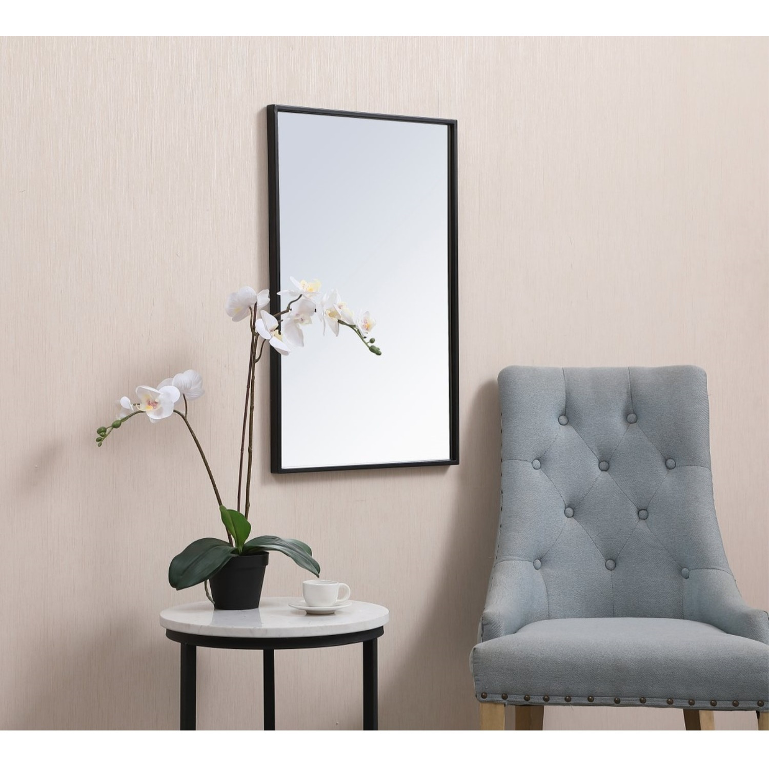 Metal frame rectangle mirror 18x28 inch in black