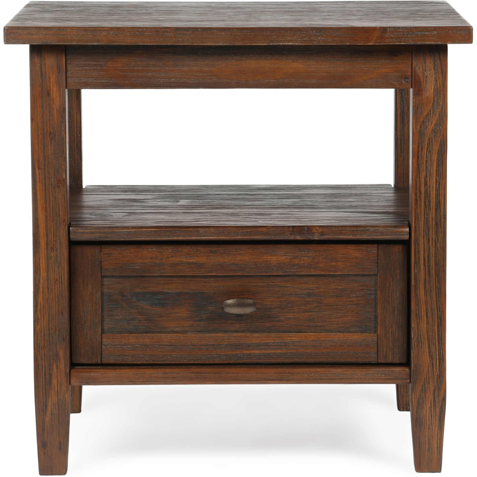 Warm Shaker SOLID WOOD 20 inch Wide Rectangle Transitional End Table in Distressed Charcoal Brown