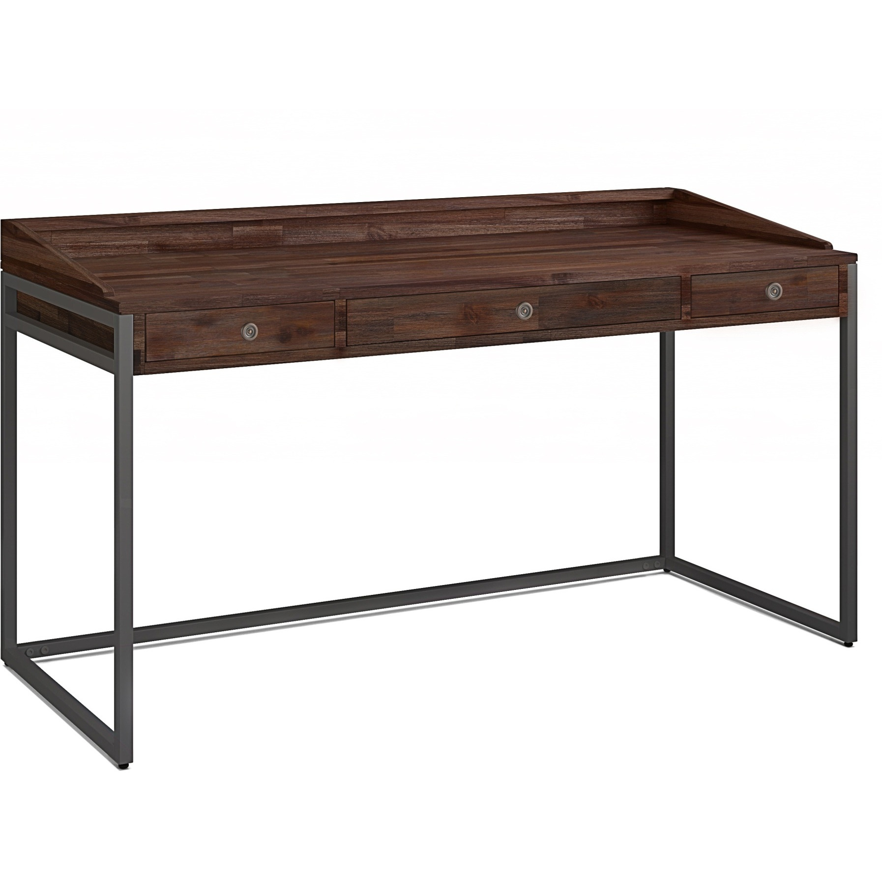 Ralston Solid Acacia Wood Desk in Distressed Charcoal Brown