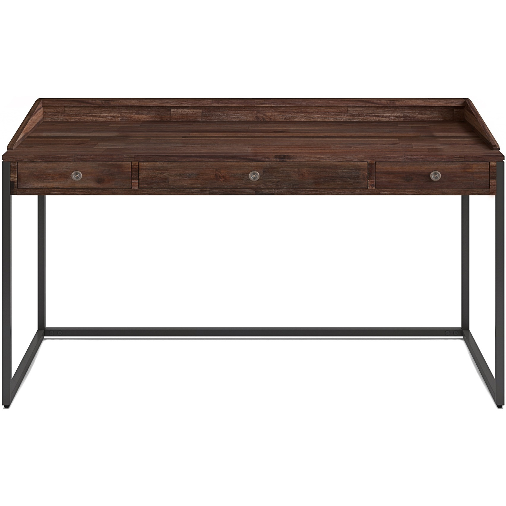 Ralston Solid Acacia Wood Desk in Distressed Charcoal Brown