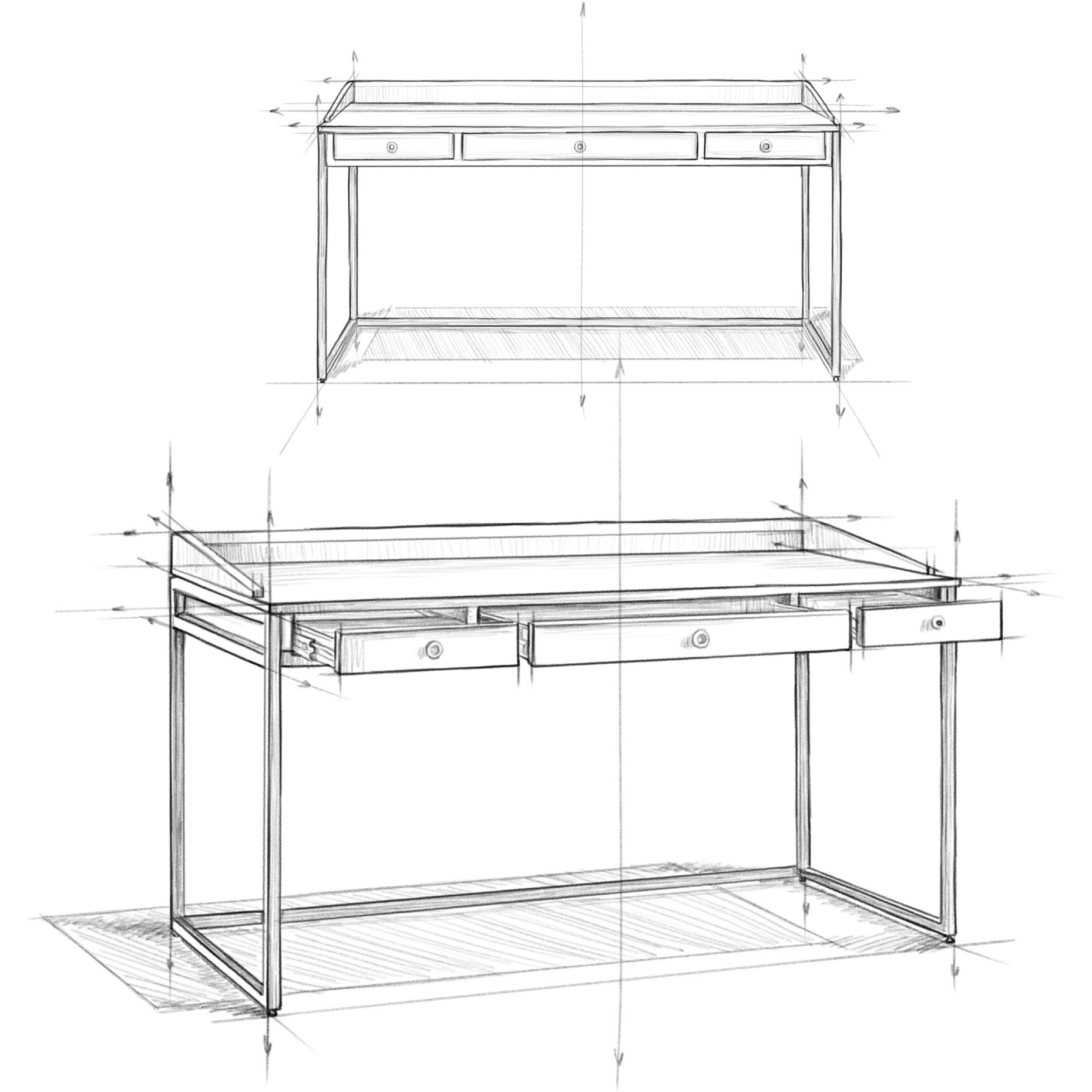 Ralston Solid Acacia Wood Desk in Distressed Grey