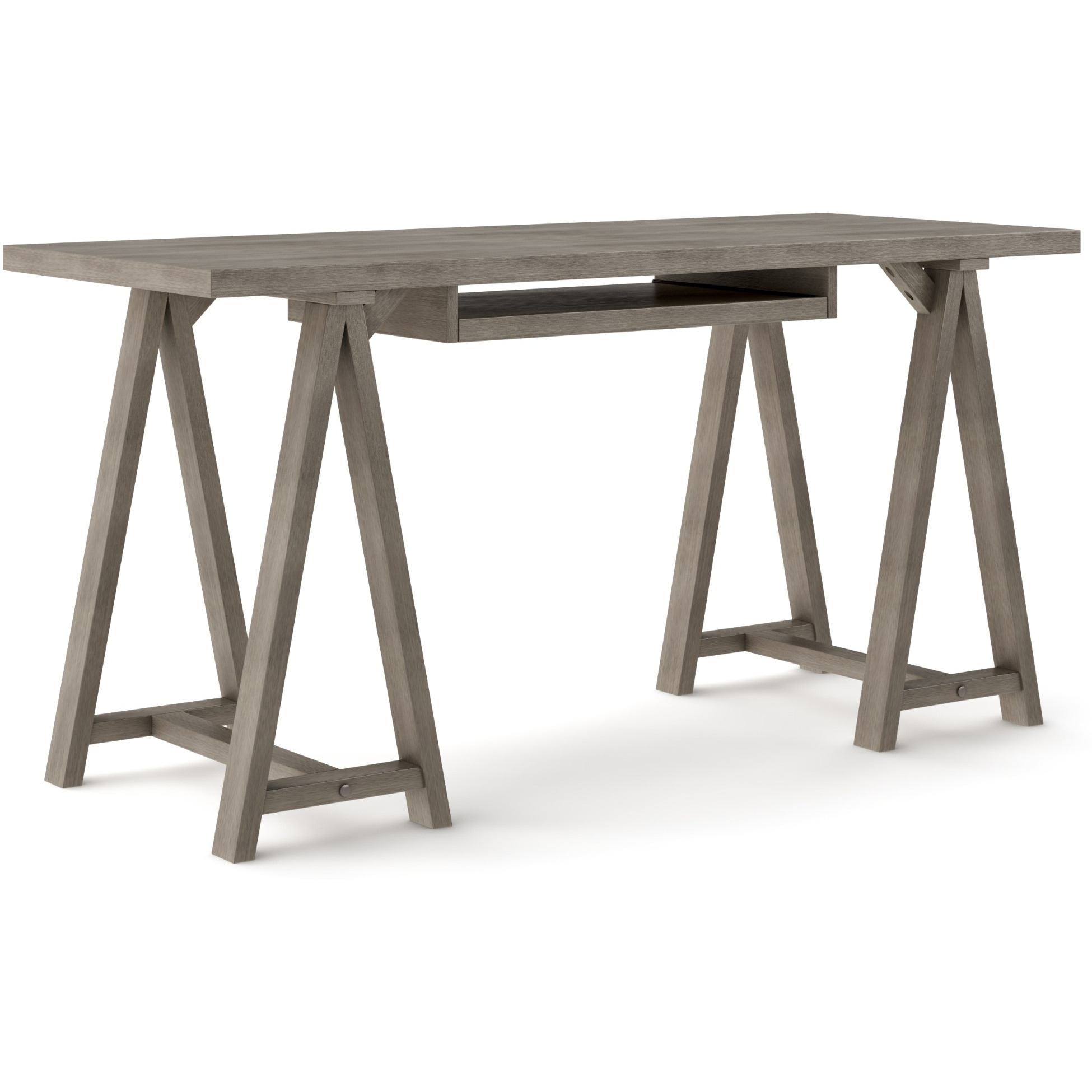 Sawhorse Solid Wood Desk in Farmhouse Grey