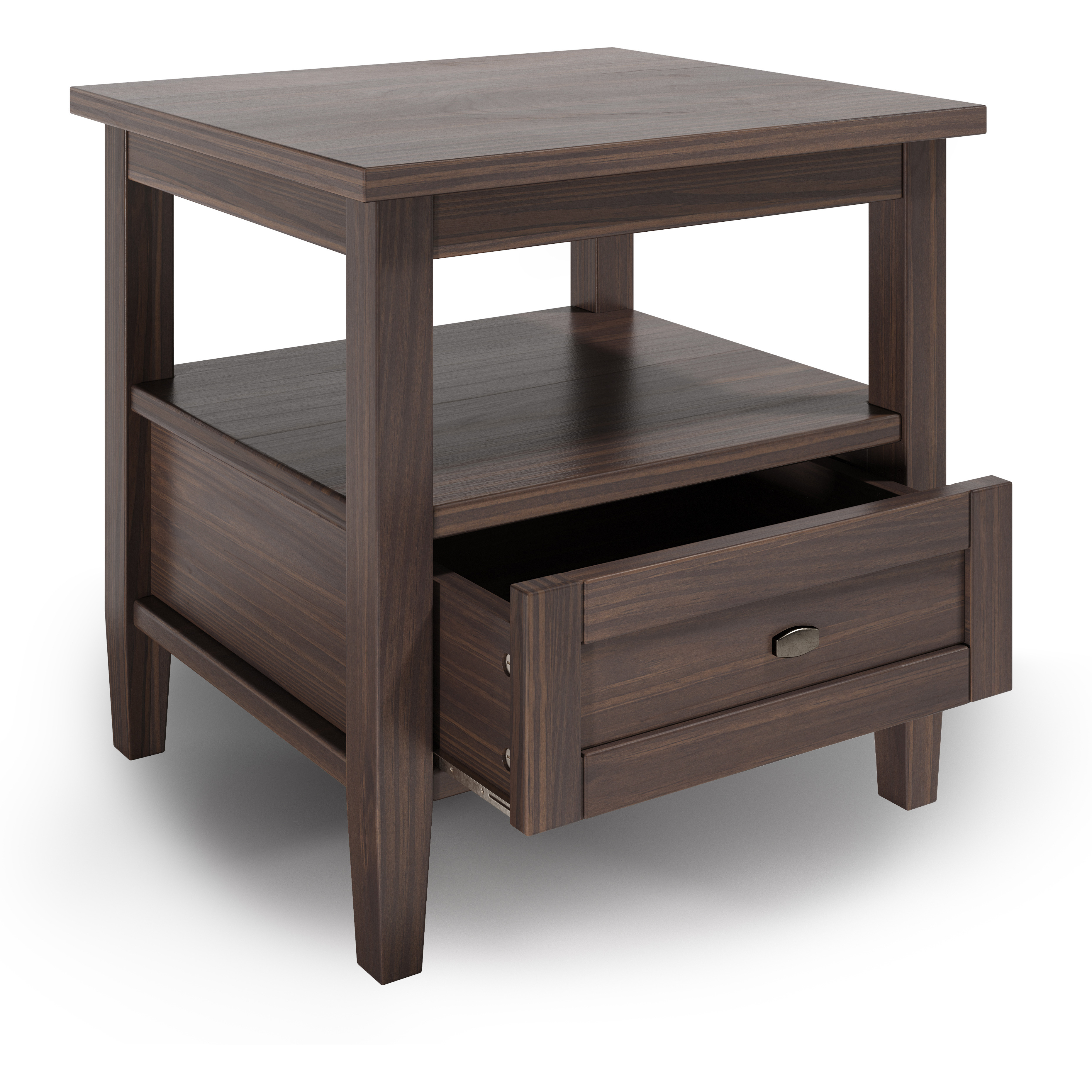 Warm Shaker SOLID WOOD End Table in Warm Walnut Brown
