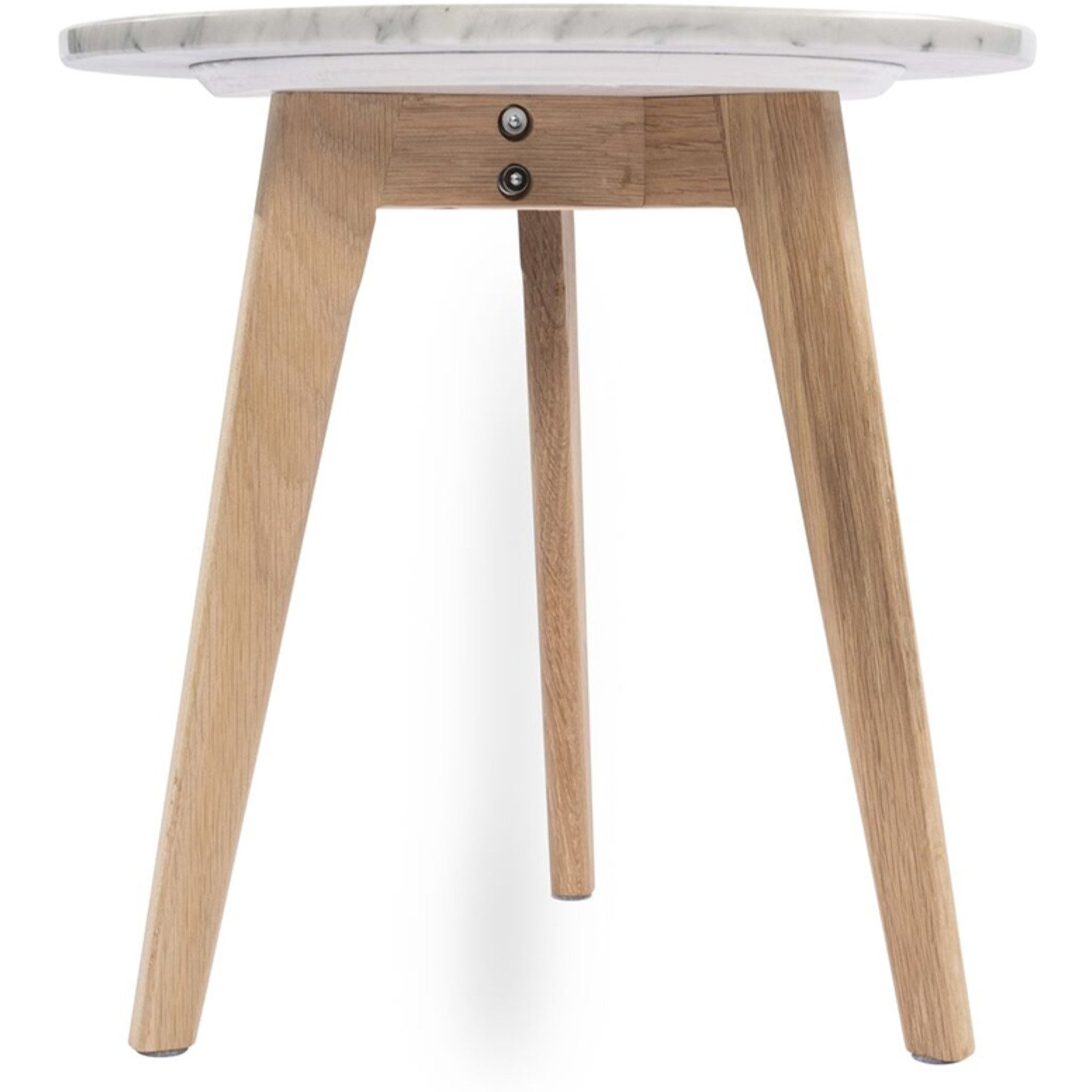 Cherie 15" Round Italian Carrara White Marble Table with Oak Legs