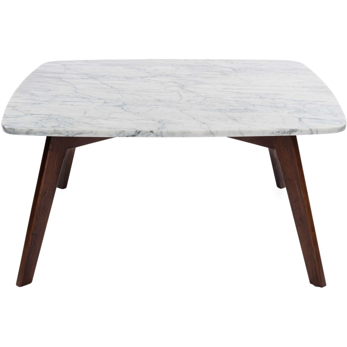 Vezzana 31" Square Italian Carrara White Marble Table with Walnut Legs