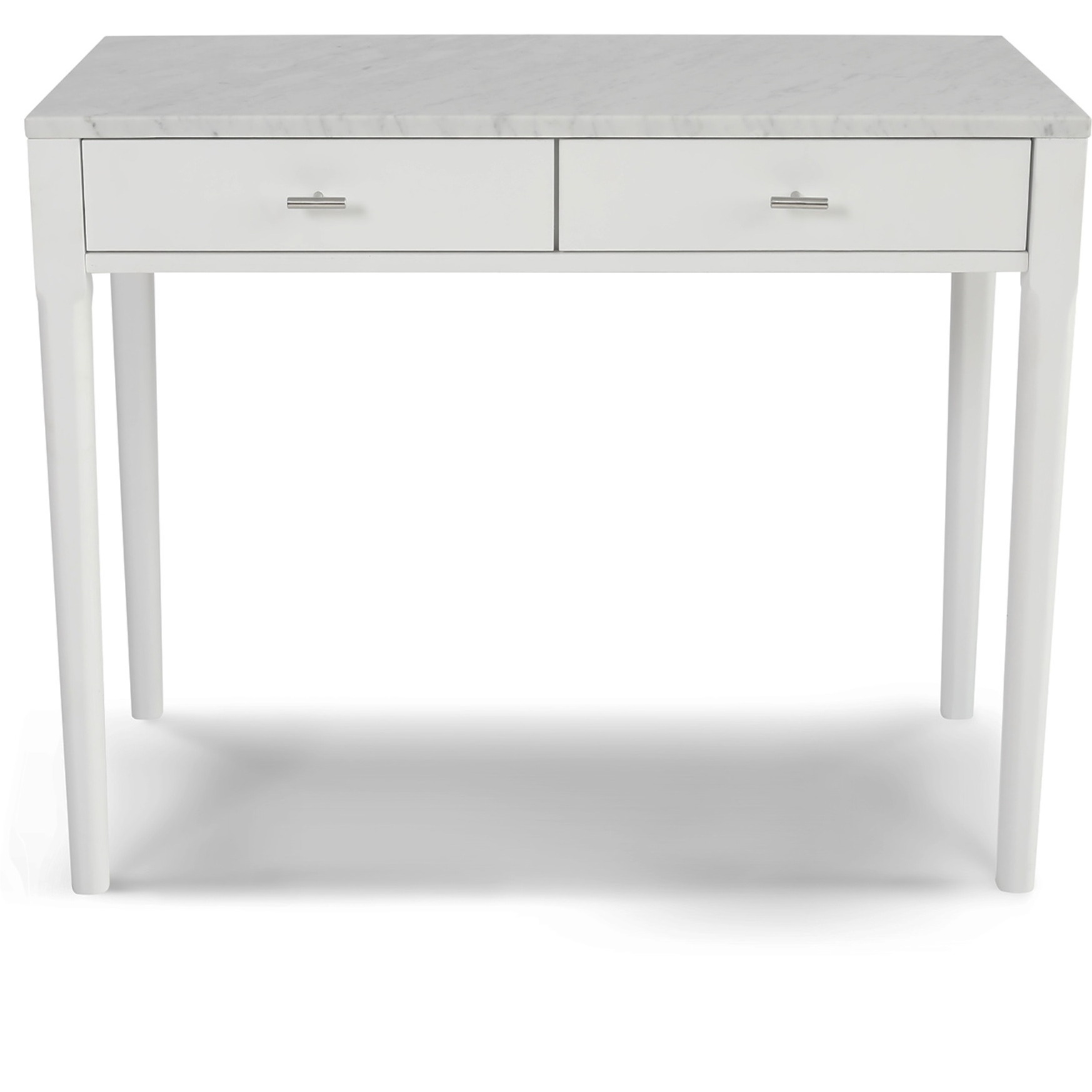 Meno 36" Rectangular Italian Carrara White Marble Console Table with White Leg