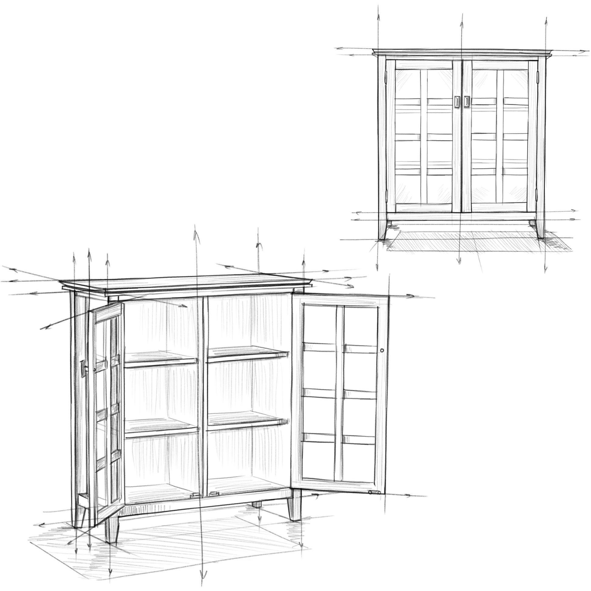 Artisan SOLID WOOD 38 inch Wide Transitional Medium Storage Cabinet in Black